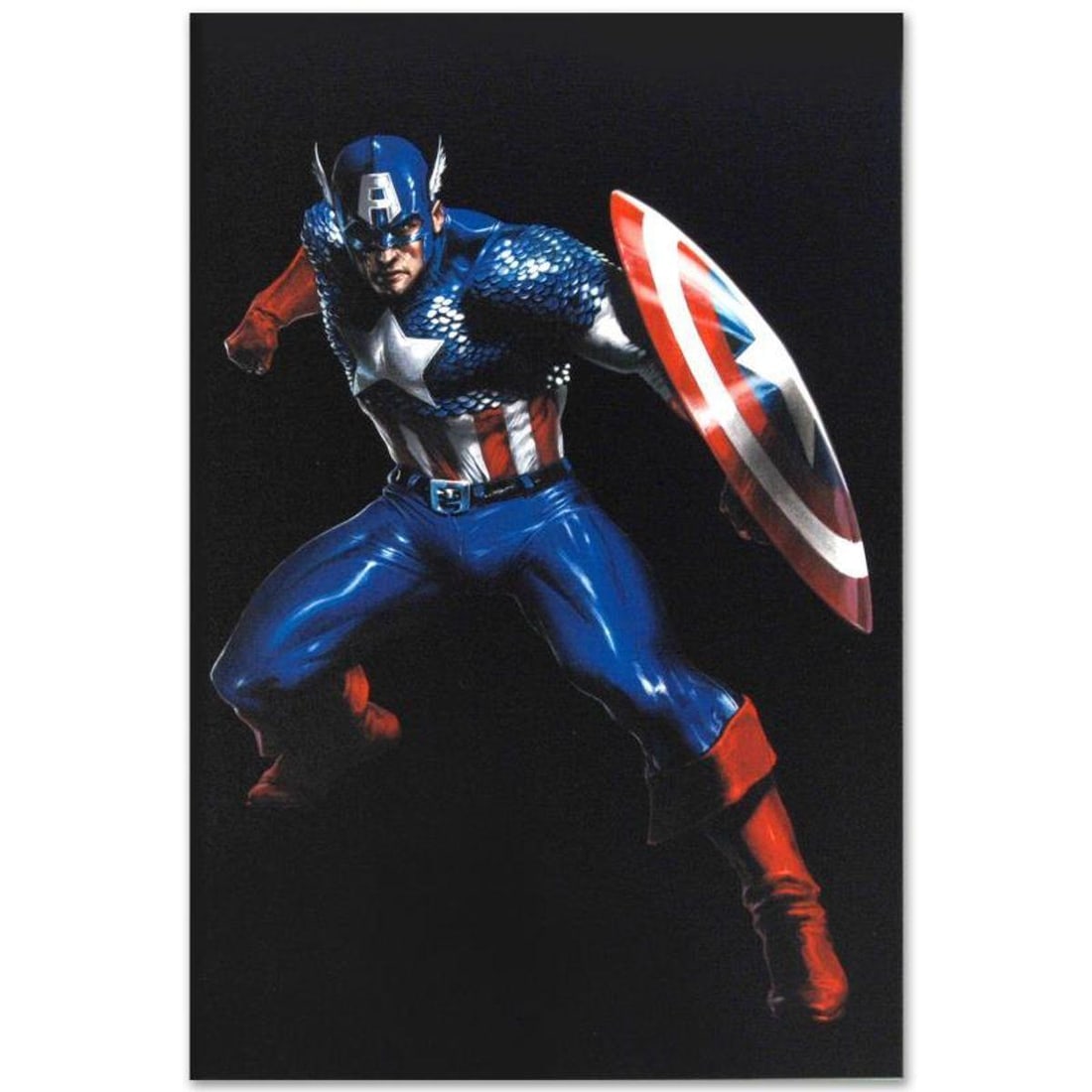 Marvel Comics "Secret War #3" Numbered Limited Edition Giclee on Canvas by Gabriele Dell'Otto with: A piece of comic book history, this limited edition, from original art by Gabriele Dell'Otto, depicts the famous Captain America. Italian-born illustrator Gabriele Dell'Otto began his career with Marv