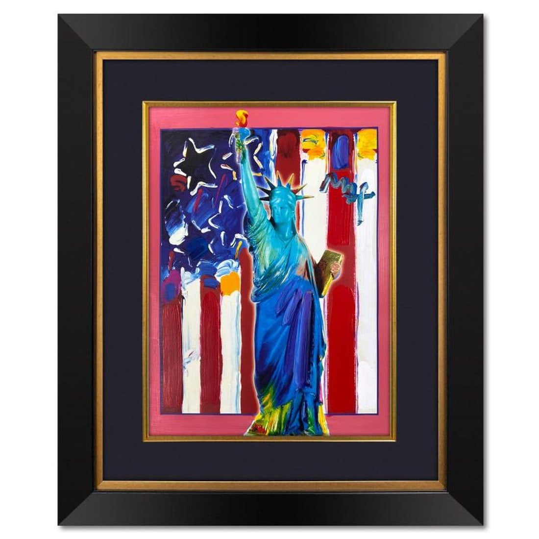 Peter Max, "United we Stand" Framed One-of-a-Kind Acrylic Mixed Media, Hand Signed with Registration (1 of 3)