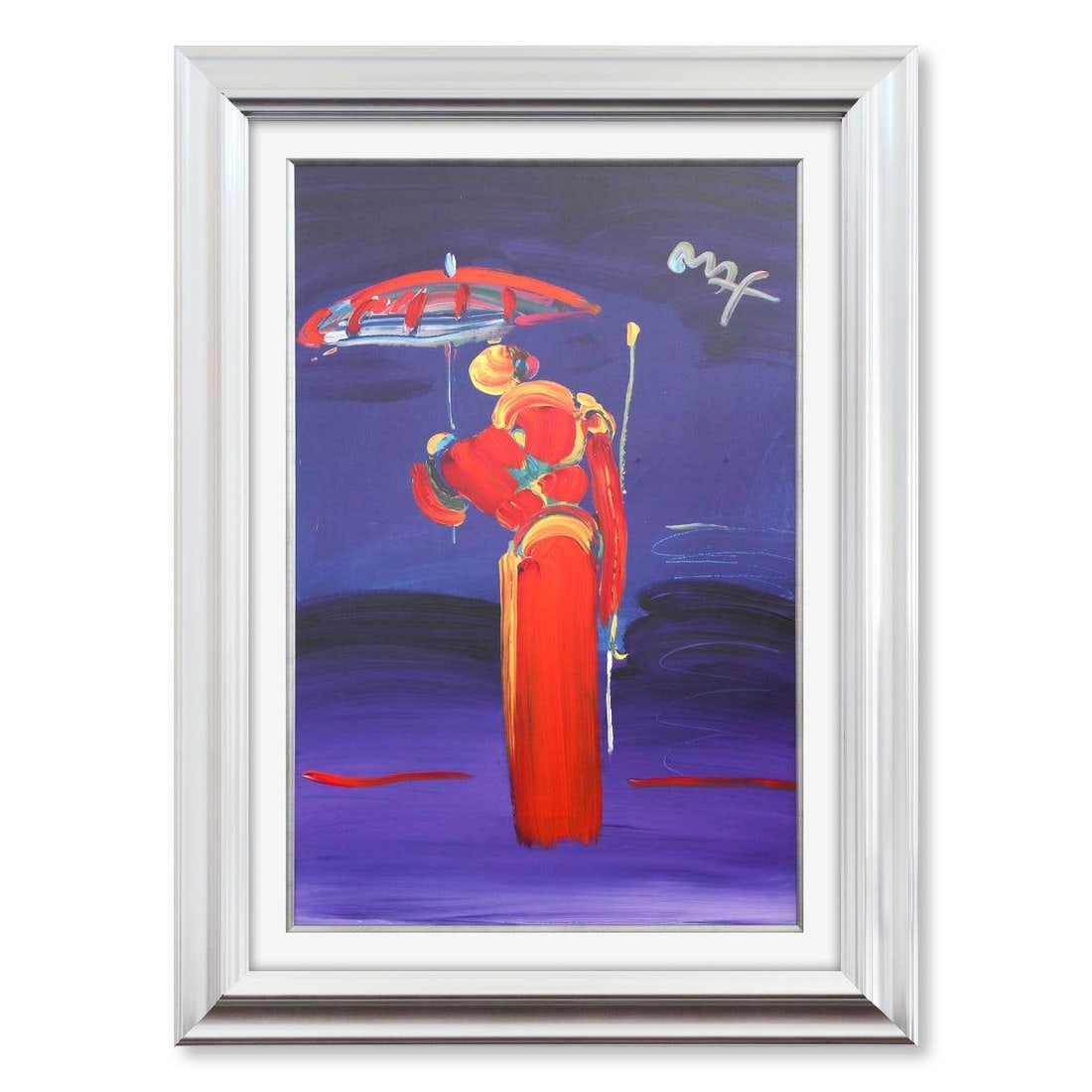 Peter Max- Original Mixed Media "Umbrella Man with Cane" (1 of 4)