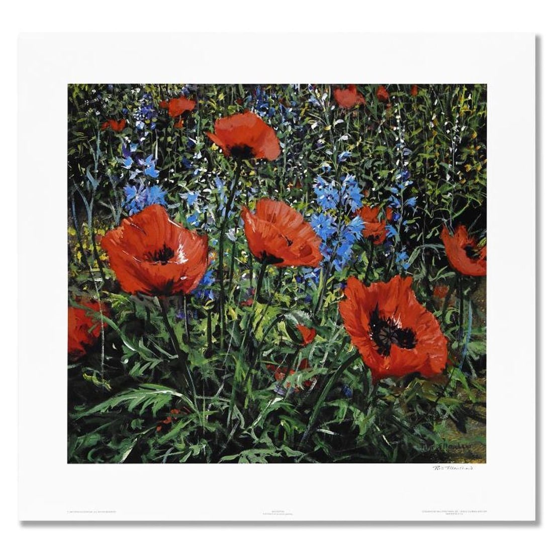 Peter Ellenshaw (1913-2007), "Red Poppies" Limited Edition Lithograph, Numbered and Hand Signed with: Red Poppies is a limited edition lithograph on paper by Peter Ellenshaw (1913-2007), numbered and hand signed by the artist. Includes Letter of Authenticity. Measures approx. 22" x 20.5" (border), 18"