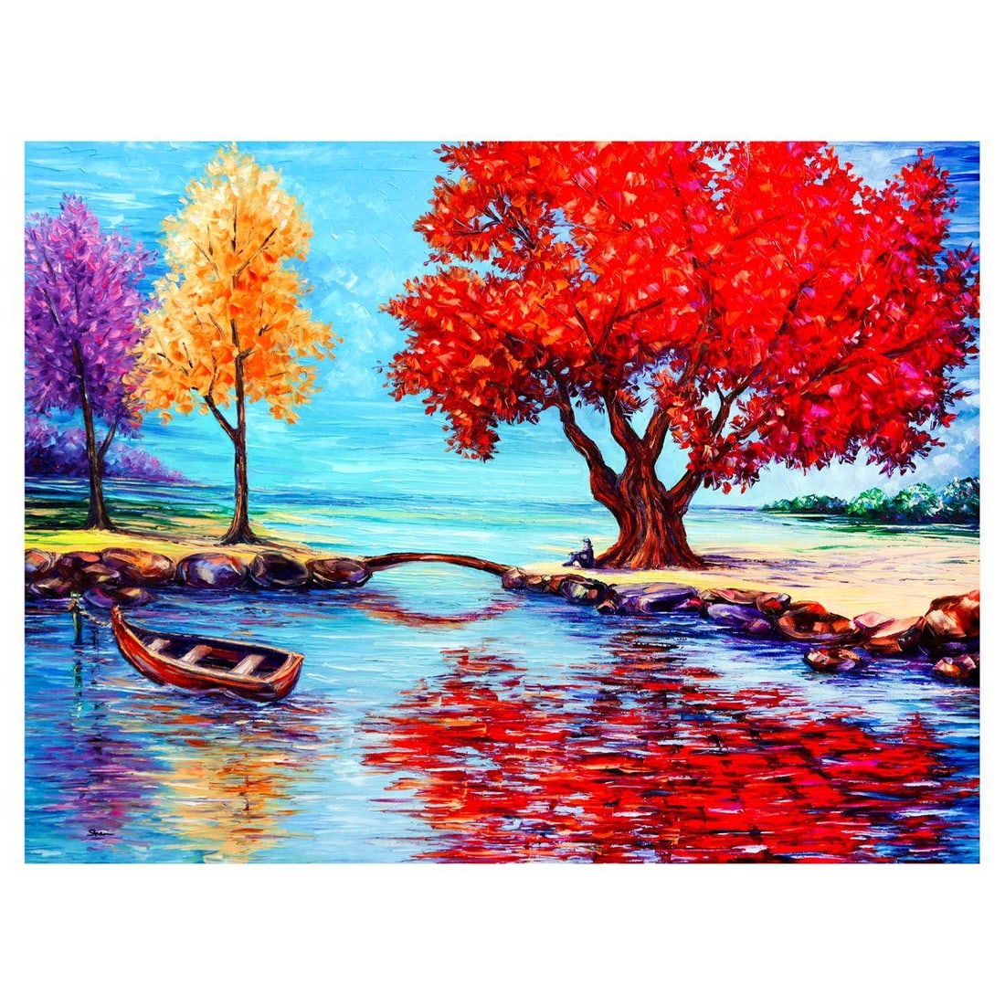 Svyatoslav Shyrochuk- Original Oil on Canvas "Reflections of Autumn Calm": Artist: Svyatoslav Shyrochuk. Medium: Original Oil on Canvas. Title: Reflections of Autumn Calm. Size: 30" x 40". Signature: Hand Signed. Certificate of Authenticity: Is included. Reference#: 36684.