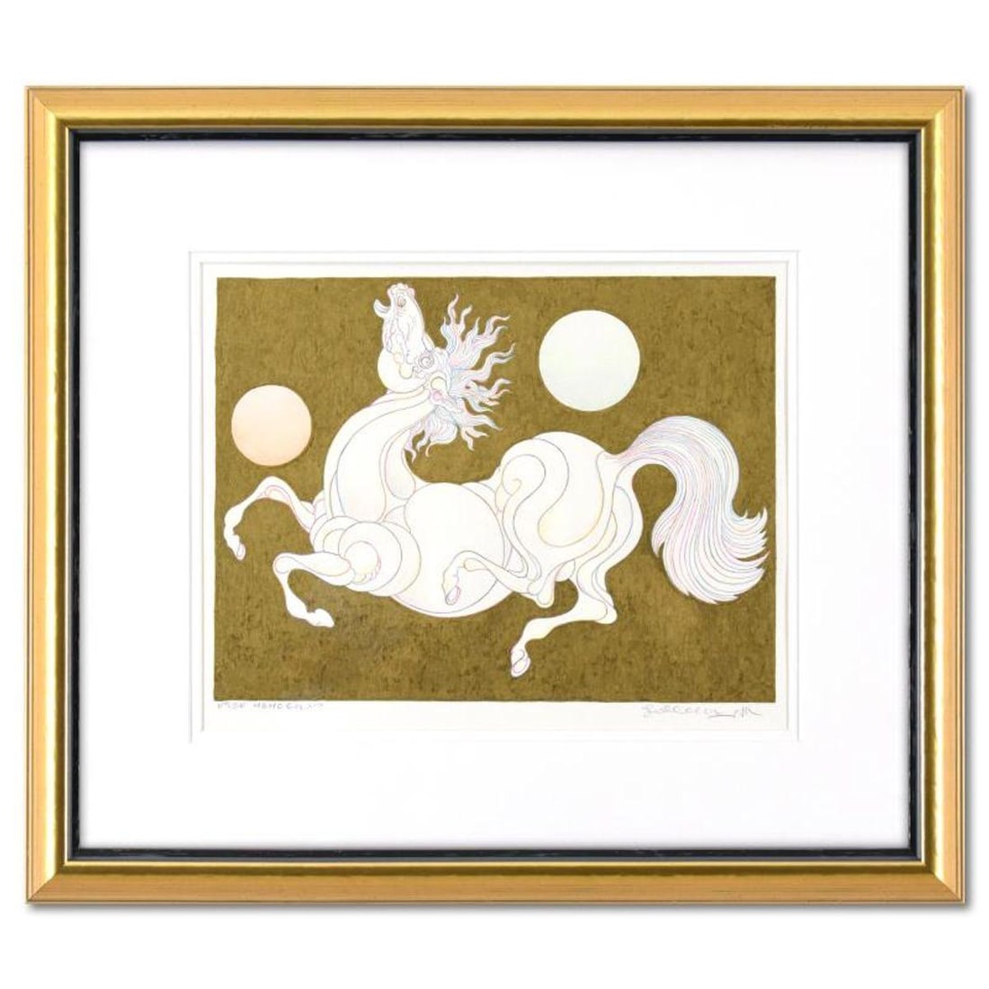 Guillaume Azoulay, "Etude MGMO" Framed Original Hand Colored Drawing with Hand Laid Gold Leaf, Hand (1 of 2)