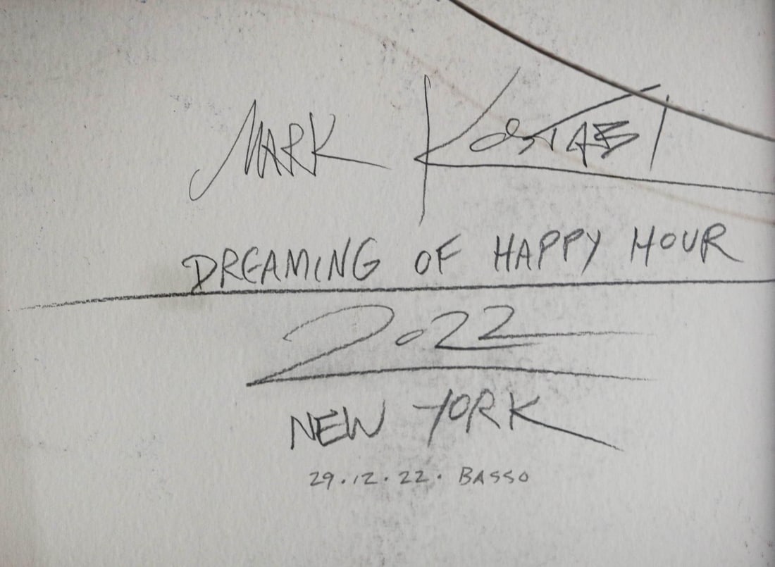 Mark Kostabi- Original Mixed Media on Paper "Dreaming of Happy Hour, 2022" - 4