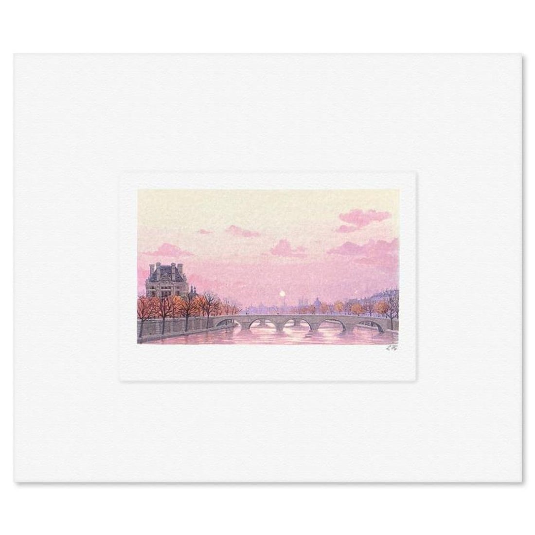 Liudmila Kondakova, "L'Automne a Paris" Limited Edition Lithograph, Numbered and Hand Signed with: L'Automne a Paris is a limited edition lithograph on paper by Liudmila Kondakova, hand signed by the artist. Includes Letter of Authenticity. Measures approx. 6" x 7" (border), 3" x 3.5" (image). Refe