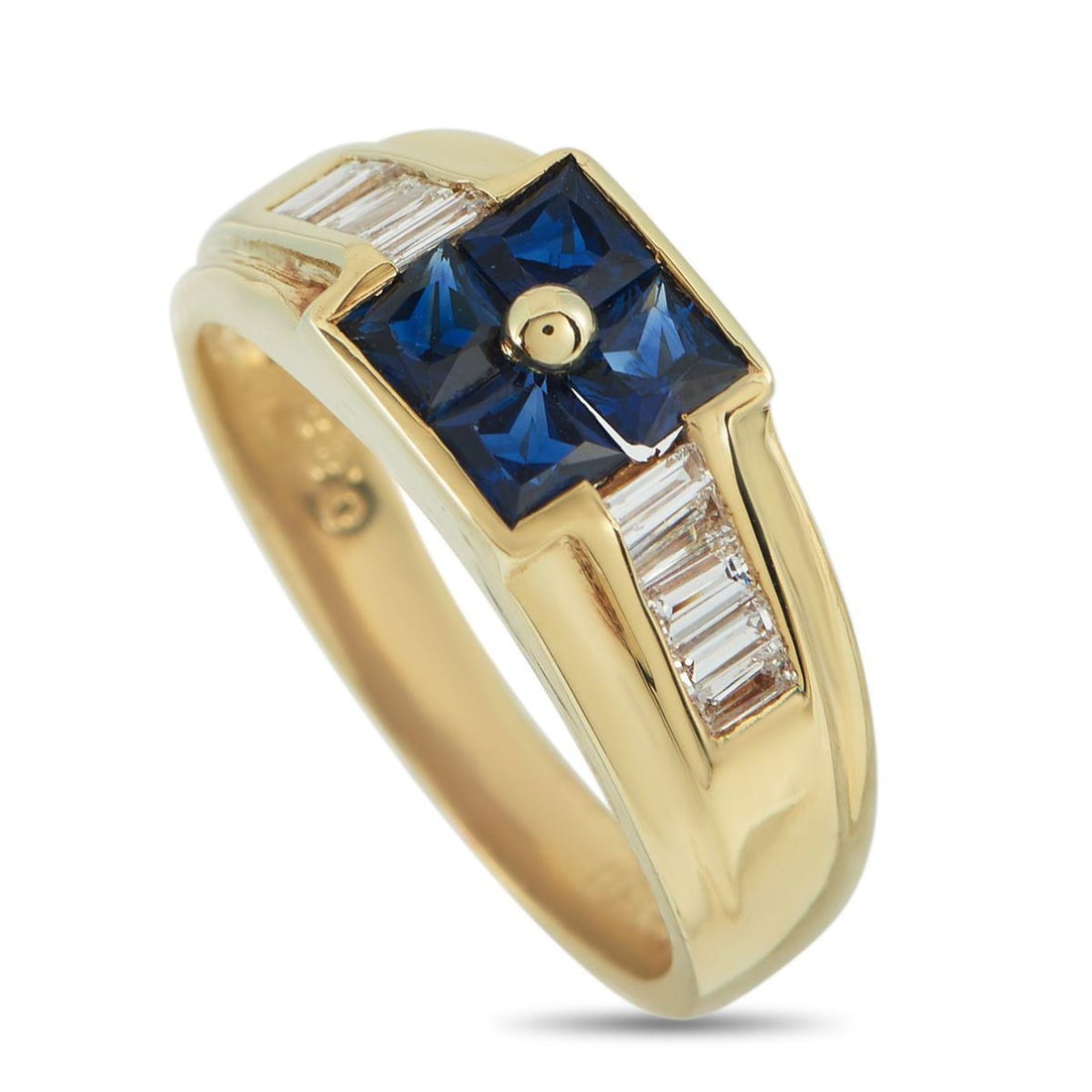 18K YELLOW GOLD 0.20CT DIAMOND AND SAPPHIRE RING (1 of 4)