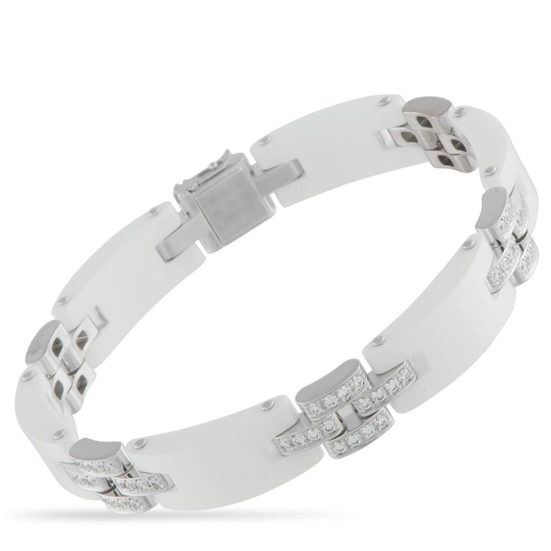CARTIER MAILLON PANTHERE 18K WHITE GOLD DIAMOND AND CERAMIC BRACELET (1 of 3)