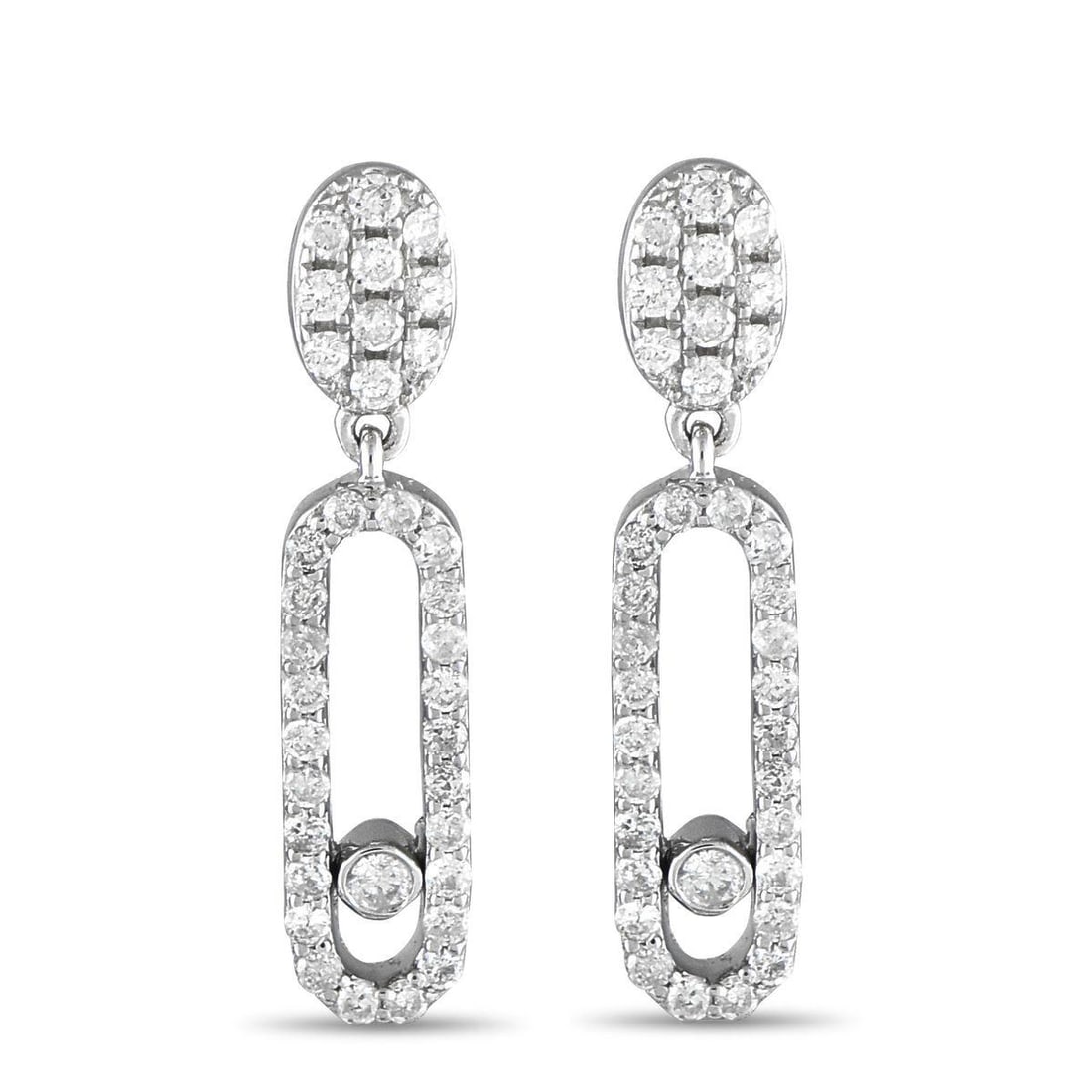 14K WHITE GOLD 0.50 CT DIAMOND DROP EARRINGS (1 of 3)