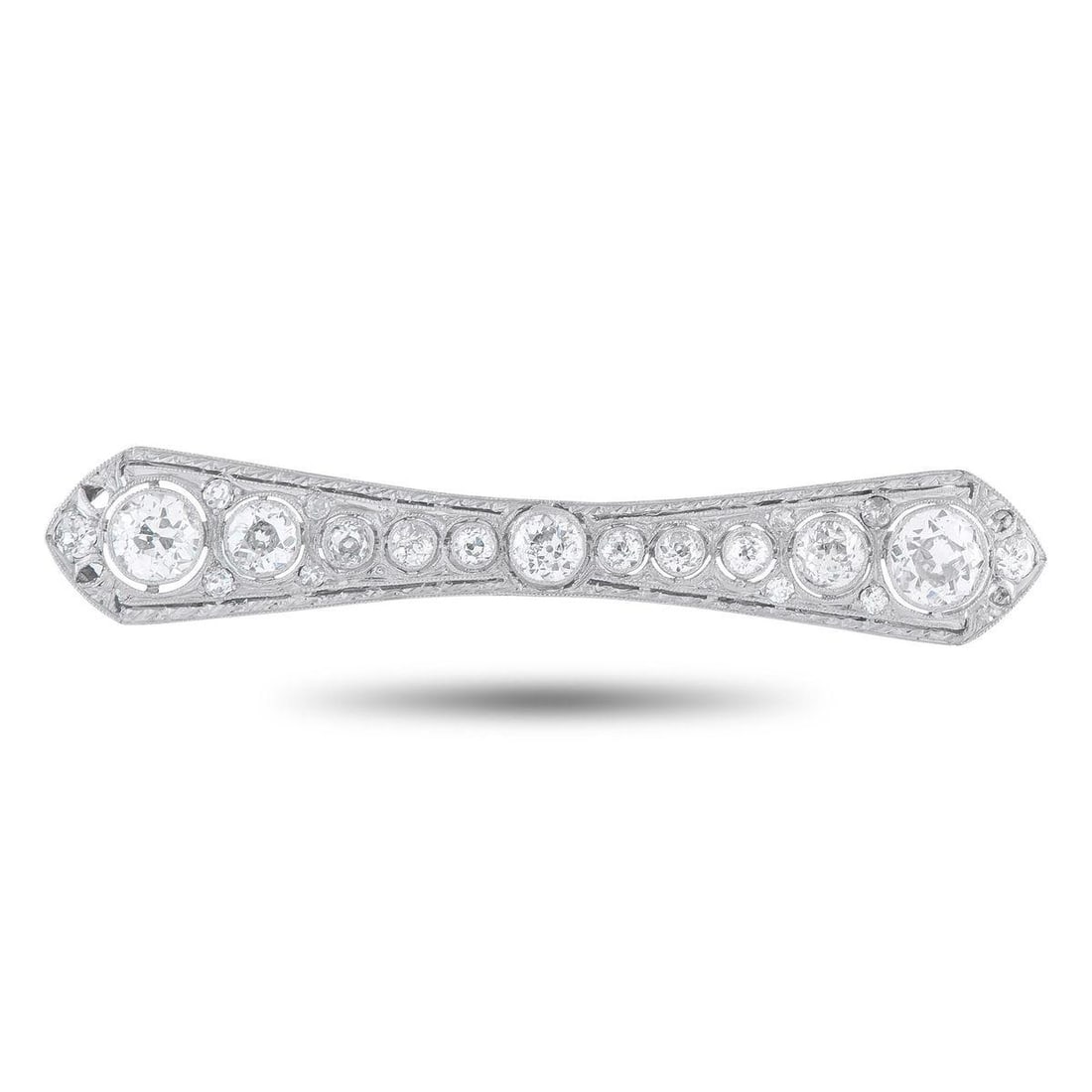 PLATINUM, 14K WHITE GOLD 3.50CT DIAMOND ART DECO BROOCH (1 of 4)