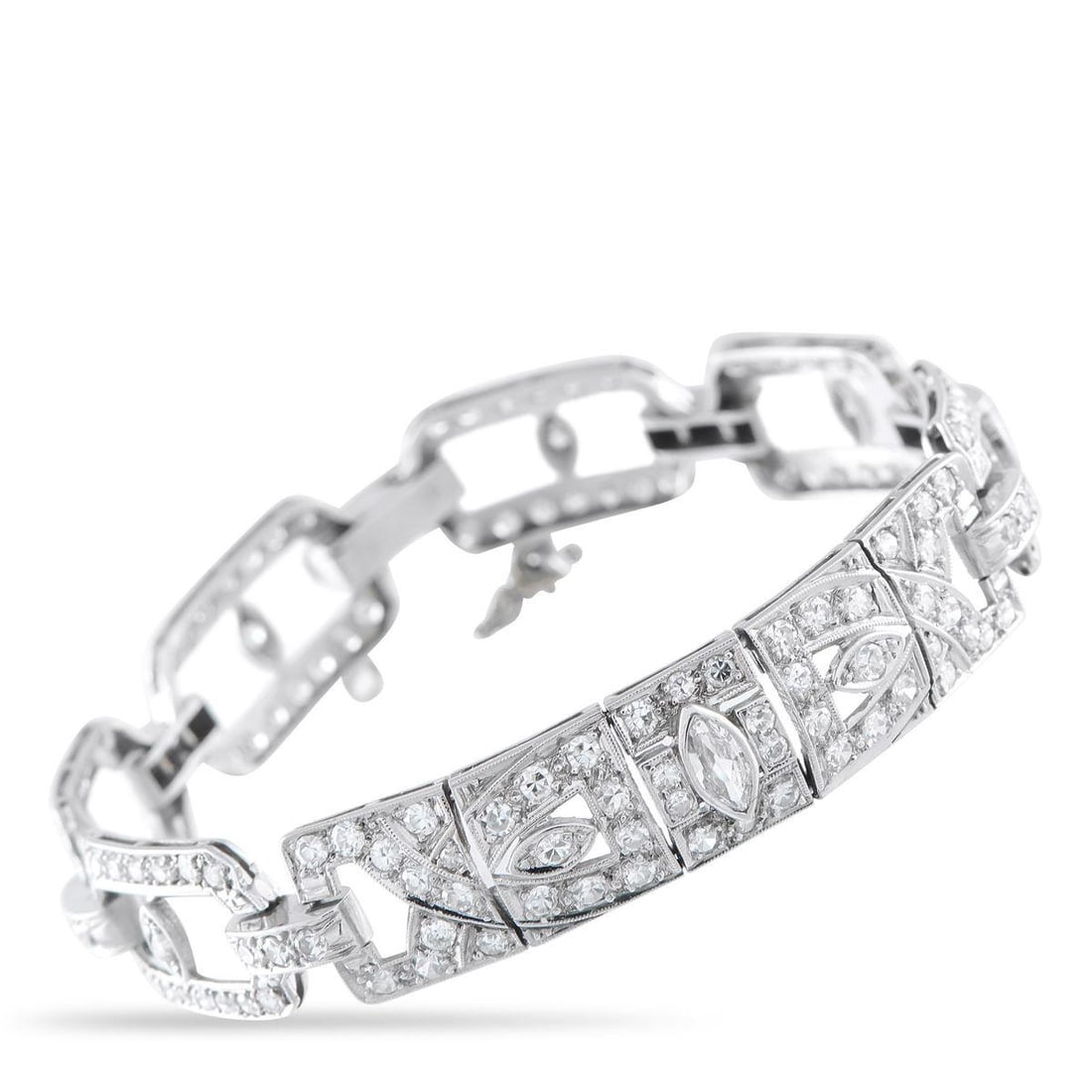 ANTIQUE PLATINUM 3.75CT DIAMOND BRACELET (1 of 3)