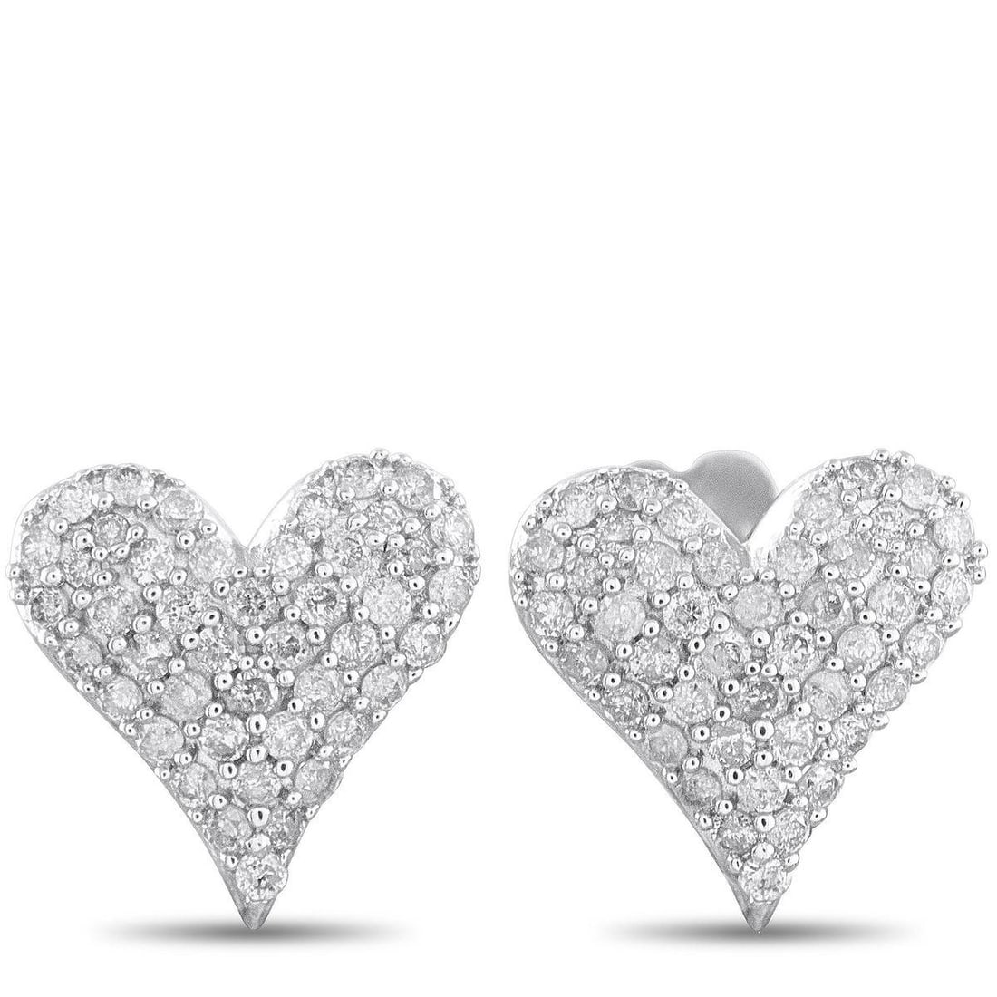 14K WHITE GOLD 0.25CT DIAMOND HEART EARRINGS (1 of 3)