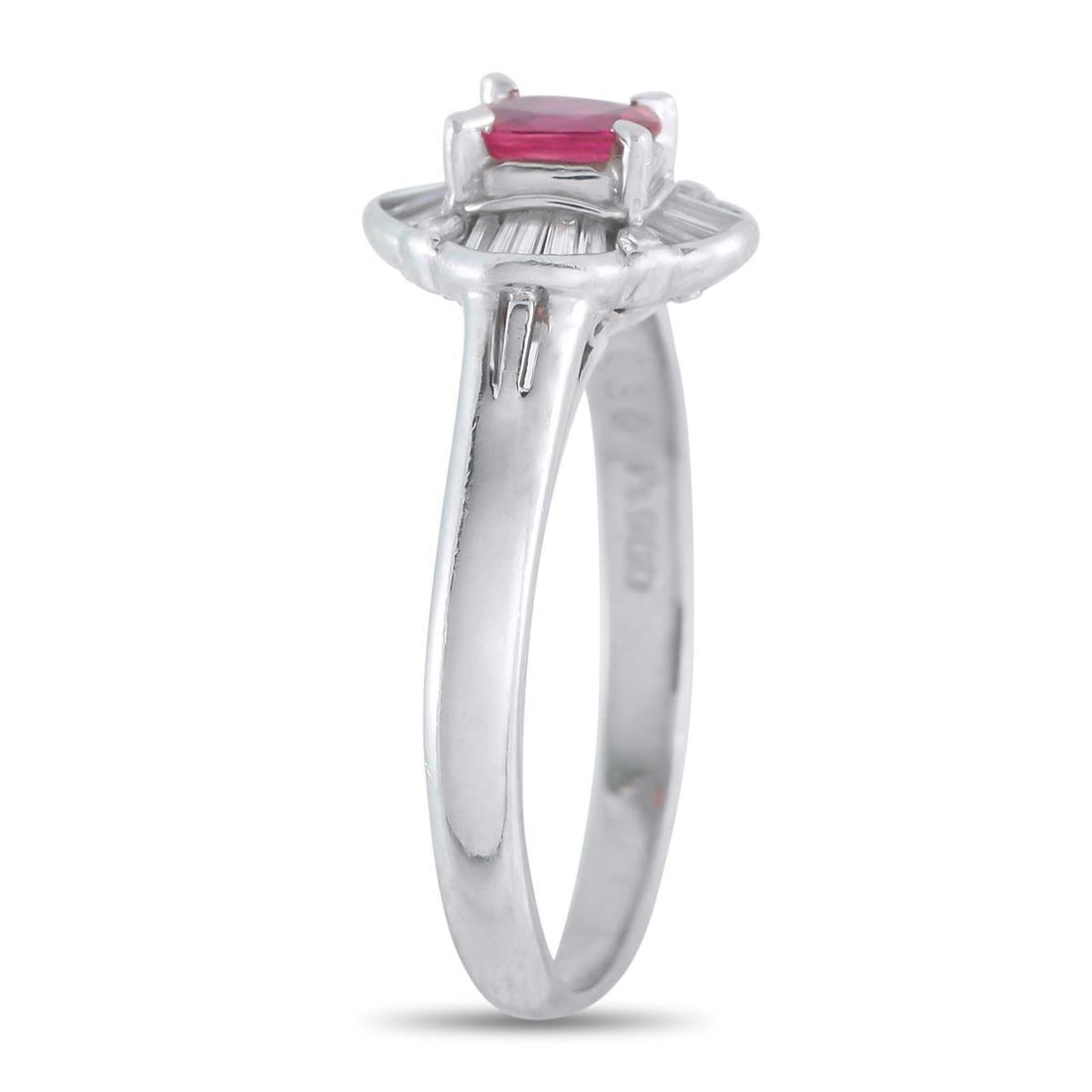 PLATINUM 0.20CT DIAMOND AND RUBY RING - 2