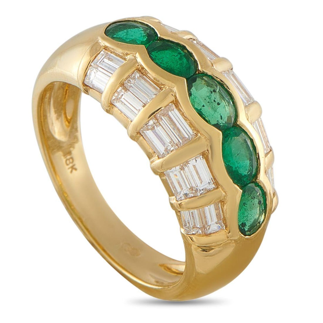 18K YELLOW GOLD 1.10CT DIAMOND AND EMERALD RING (1 of 4)