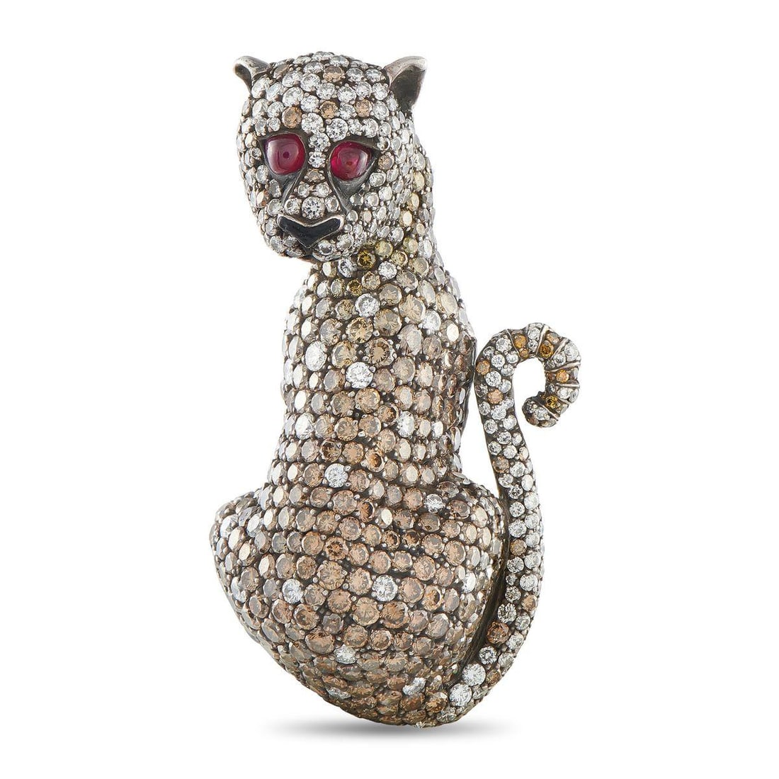 18K YELLOW GOLD 27.04CT DIAMOND AND RUBY BROOCH (1 of 3)