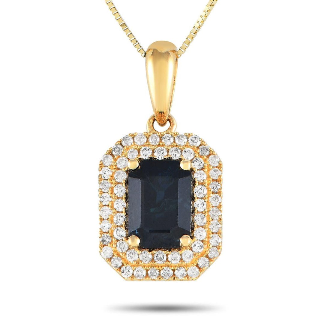 14K YELLOW GOLD 0.24CT DIAMOND AND SAPPHIRE PENDANT NECKLACE (1 of 4)