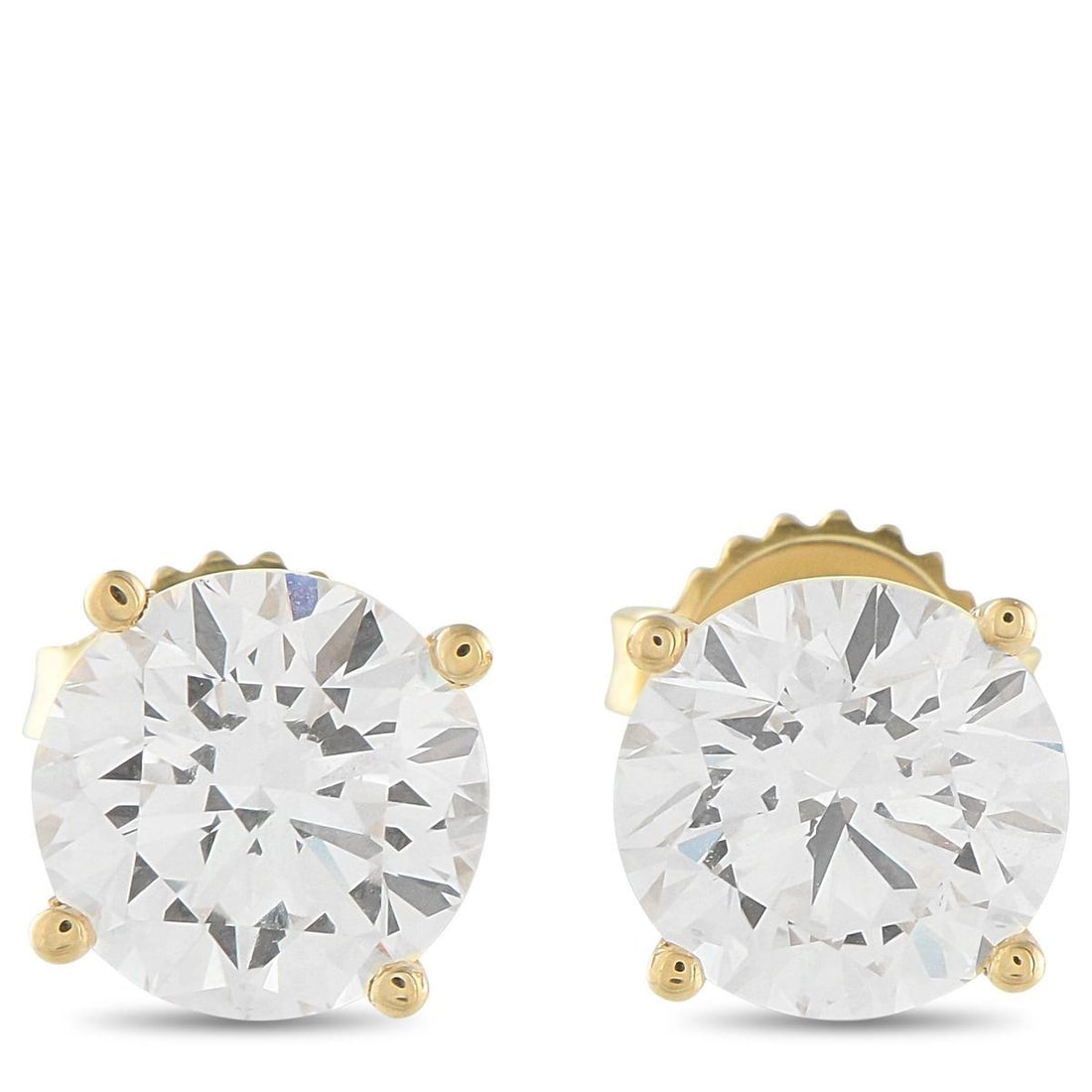 14K YELLOW GOLD 4.10 CT LAB-GROWN DIAMOND STUD EARRINGS: If youve been waiting for a stud that feels substantial without tipping into overstatement, this pair is it. An pair, these studs feature near colorless, VVS-VS round brilliant lab-grown diamonds