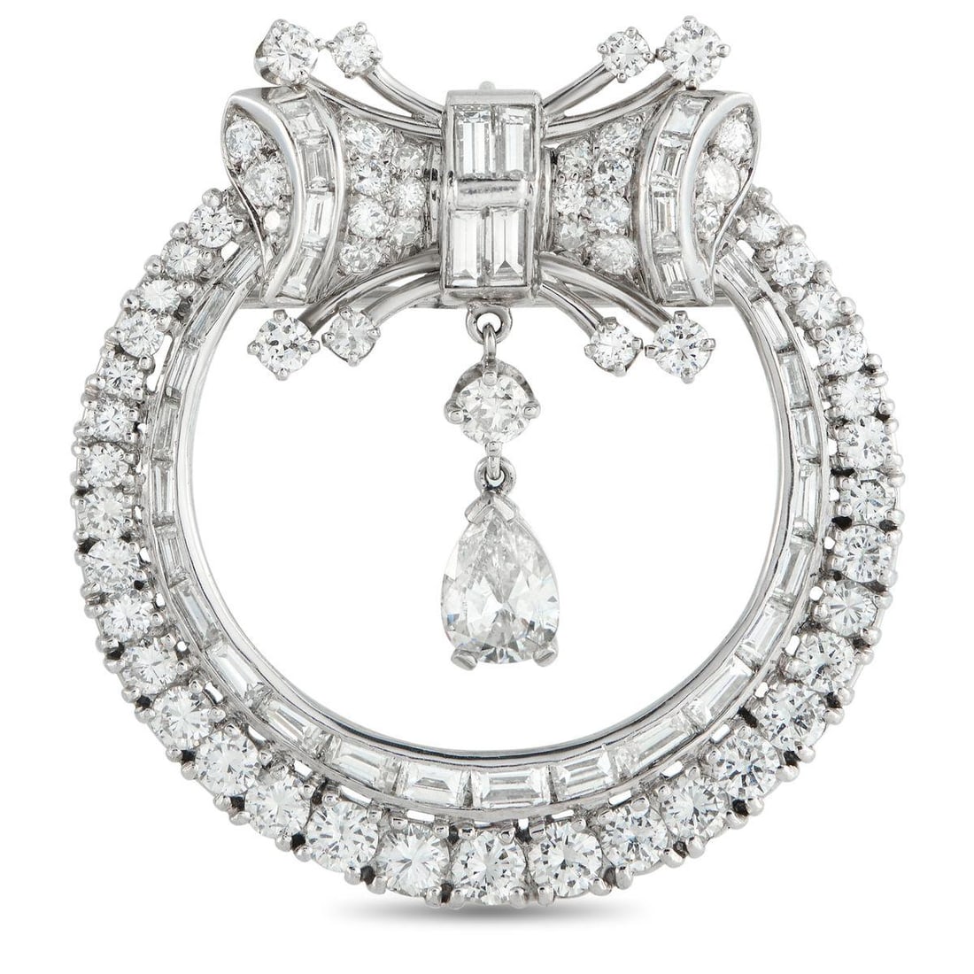 PLATINUM 5.80CT DIAMOND ART DECO BROOCH (1 of 3)
