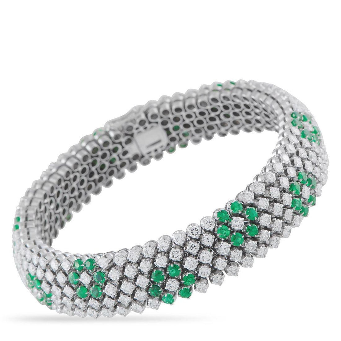 18K WHITE GOLD 11.0CT DIAMOND AND EMERALD BRACELET (1 of 3)