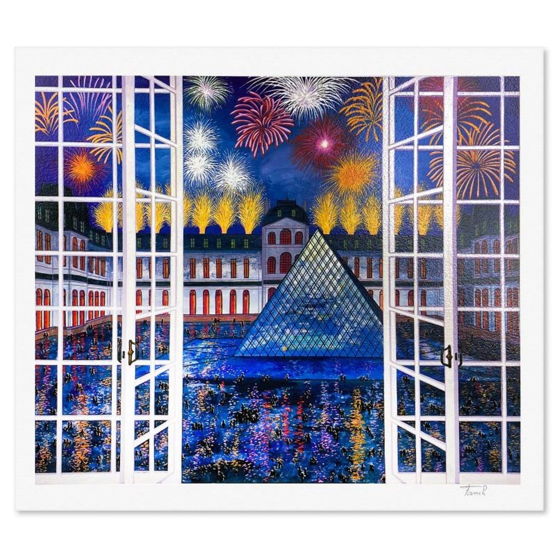 Fanch Ledan, "Pyramide Du Louvre" Limited Edition Serigraph, AP Numbered and Hand Signed with Letter: Pyramide Du Louvre is a limited edition serigraph on paper by Fanch, AP numbered and hand signed by the artist. Includes Letter of Authenticity. Measures approx. 14.5" x 17" (border), 12" x 15" (image