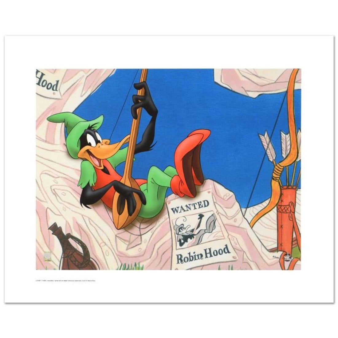 Robin Hood Daffy Limited Edition Giclee from Warner Bros., Numbered with Hologram Seal and: Robin Hood Daffy is a limited edition giclee on paper from Warner Bros., numbered with hologram seal of Authenticity. Also, includes Certificate of Authenticity! Measures approx. 20" x 16" (with borde