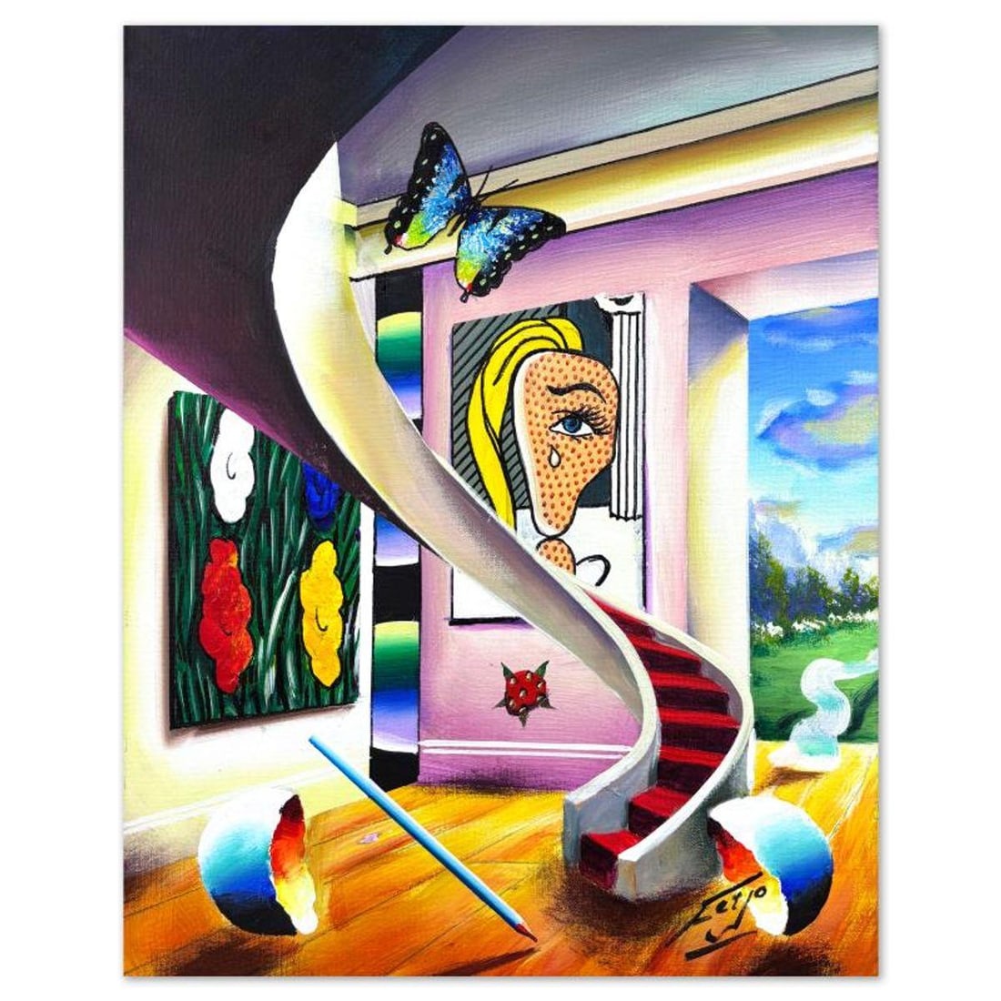 Ferjo, Original Acrylic Painting on Canvas, Hand Signed with Letter of Authenticity.: This is an original acrylic painting on stretched canvas by Ferjo, hand signed by the artist. Includes Letter of Authenticity. Measures approx. 20" x 16" (image).