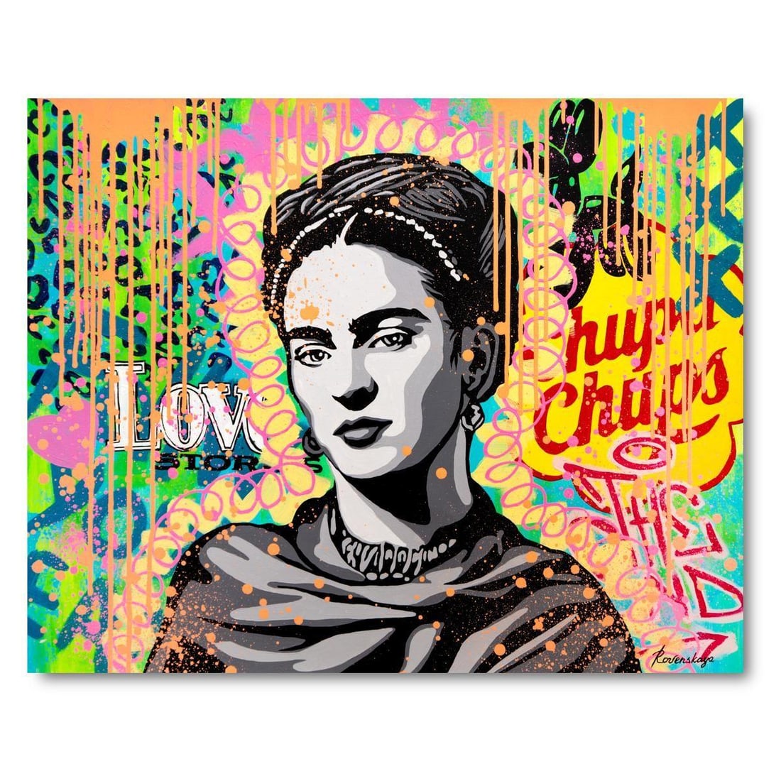 Nastya Rovenskaya- Original Oil on Canvas "Graffiti Love" (1 of 1)