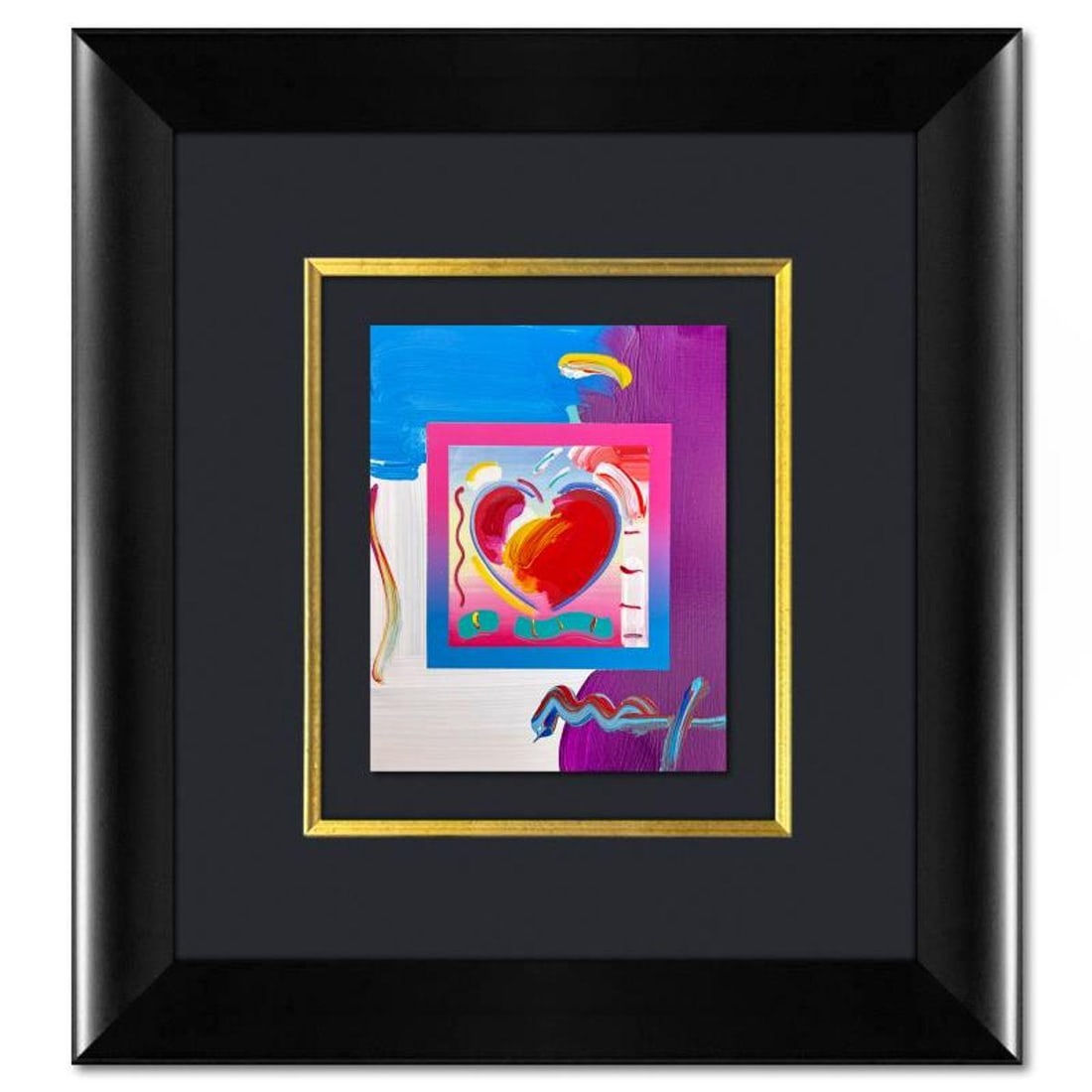 Peter Max, "Heart on Blends" Framed One-of-a-Kind Acrylic Mixed Media, Hand Signed with Registration (1 of 2)