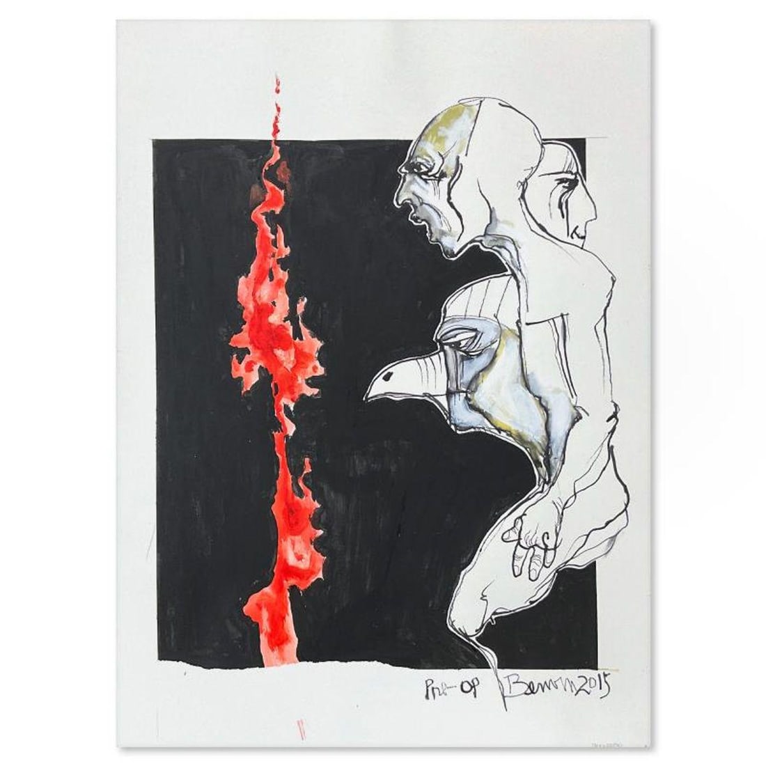 Milton Berwin (1925-2023), Original Painting (30" x 20"), Hand Signed with Letter of Authenticity.: This is an original painting on paper by Milton Berwin (1925-2023), hand signed by the artist. Includes Letter of Authenticity. Measures approx. 30" x 20" (image).