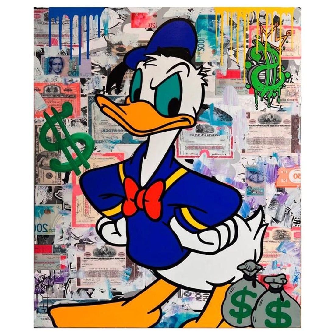 Jozza, "Donald Duck" Unique Mixed Media on Canvas, Hand Signed with Letter of Authenticity. (1 of 1)