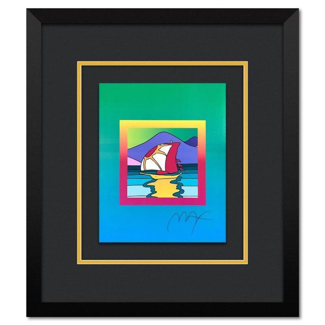 Peter Max, "Sailboat East on Blends Ver. II" Framed Limited Edition Lithograph, Numbered and Hand: Sailboat East on Blends Ver. II is a limited edition lithograph on paper by Peter Max, numbered and hand signed by the artist. This piece comes framed. Includes Certificate of Authenticity from Peter
