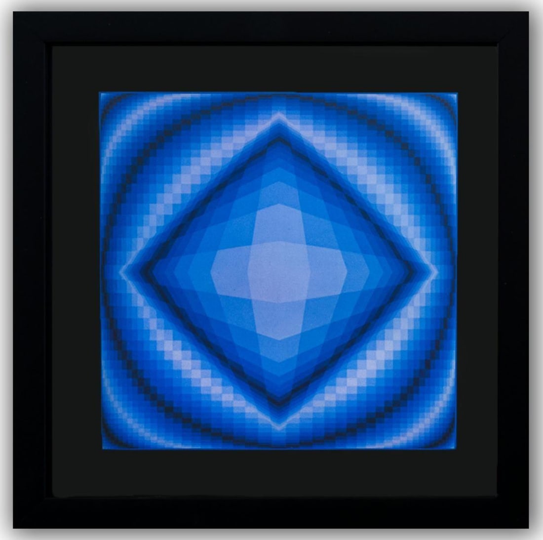 Victor Vasarely- Heliogravure Print "Untitled": Artist: Victor Vasarely. Medium: Heliogravure Print. Title: Untitled. Size: 10" x 10". Measures approx. 12" x 12" (framed). Additional: Custom Framed. Reference#: 21435.