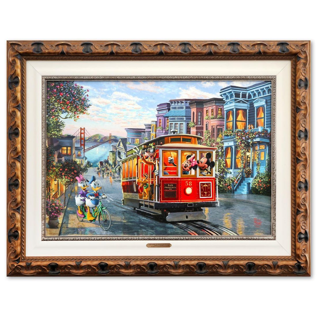 Thomas Kinkade- Hand Embellished Giclee on Canvas "Mickey and Minnie in San Francisco" (1 of 6)