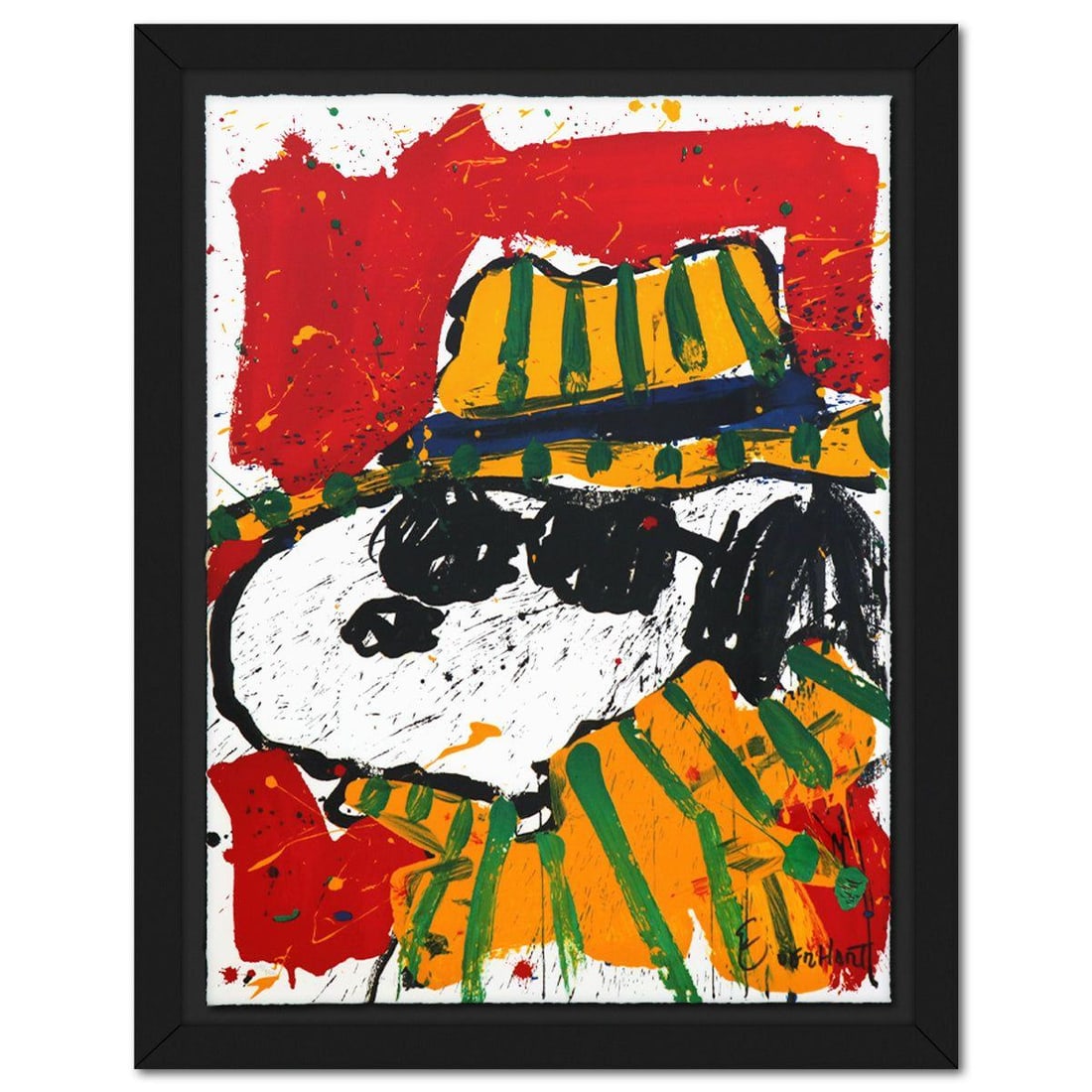 Tom Everhart- Hand Pulled Original Lithograph "It's the Hat That Makes the Dude": Artist: Tom Everhart. Medium: Hand Pulled Original Lithograph. Title: It's the Hat That Makes the Dude. Size: 30" x 22". Measures approx. 35" x 27" (framed). Signature: Hand signed and numbered. Certi