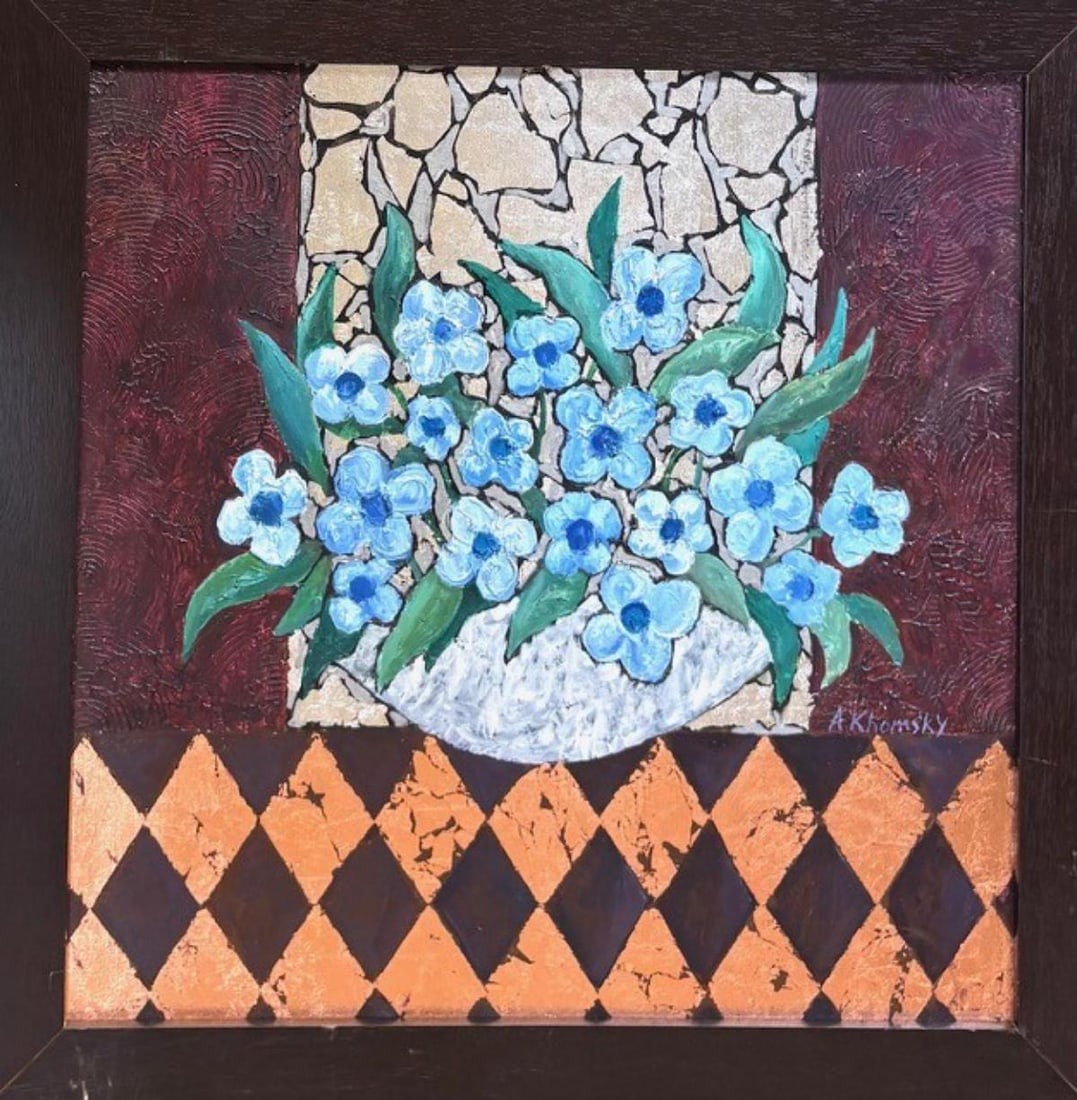 Alex Khomsky- Original painting canvas: Artist: Alex Khomsky. Medium: Original painting canvas. Measures approx. 24" x 24" (framed). Signature: Hand signed. Reference#: 33321.