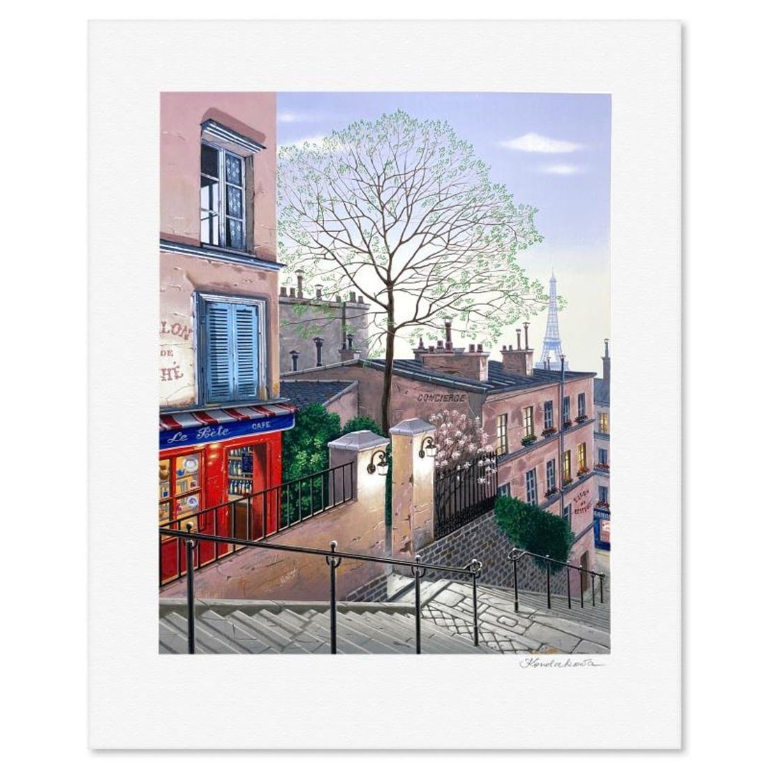 Liudmila Kondakova, "Le Poete (Parisian Memories)" Limited Edition Serigraph, Numbered and Hand (1 of 2)