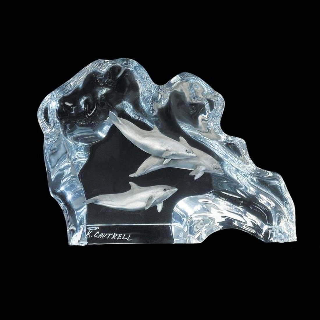 Kitty Cantrell, "Dolphin Wave" Mixed Media Lucite Sculpture with COA. (1 of 1)