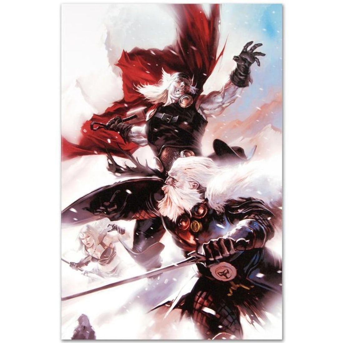 Marvel Comics "Thor: Man of War #1" Numbered Limited Edition Giclee on Canvas by Clay Mann with COA.: A piece of comic book history, this limited edition, from original art by Clay Mann, depicts Thor and Odin in an epic battle. Clay Mann is a comic book artist currently working for Marvel Comics. Clay