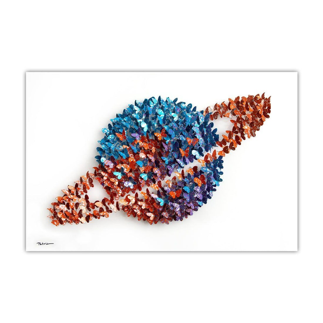 Patricia Govezensky- Original 3D Metal Art on Wood "Saturnâ€™s Ascent": Artist: Patricia Govezensky. Medium: Original 3D Metal Art on Wood. Title: Saturnâ€™s Ascent. Size: 20" x 30". Signature: Hand signed by the artist. Certificate of Authenticity: From the publi