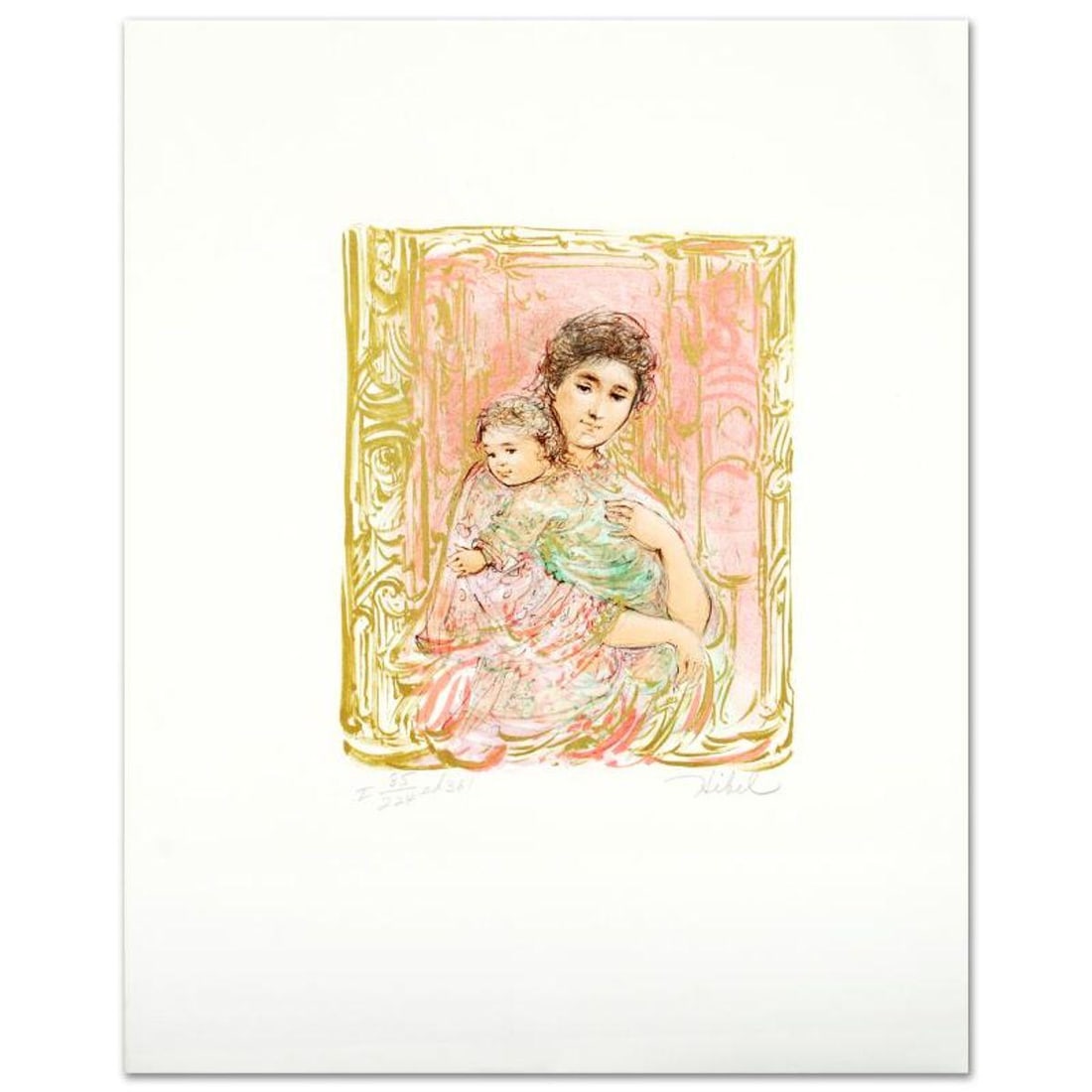 Willa And Child Limited Edition Lithograph by Edna Hibel (1917-2014), Numbered and Hand Signed with (1 of 2)