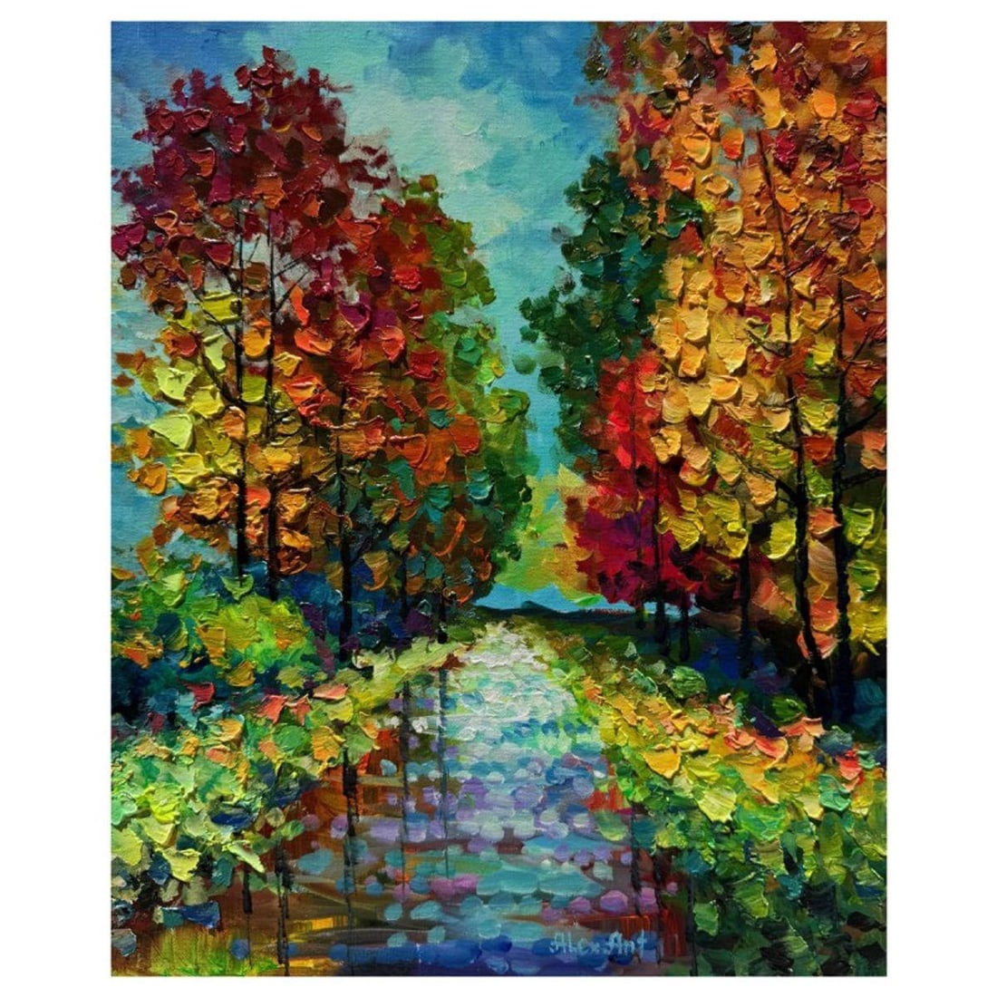 Alexander Antanenka, "Autumn Rhapsody" Hand Signed Original Painting on Canvas with Letter of: "Autumn Rhapsody" is an original oil painting on stretched canvas by Alexander Antanenka. Hand signed by the artist, the piece comes with a letter of authenticity. Measures approximately 20" x 16" (im