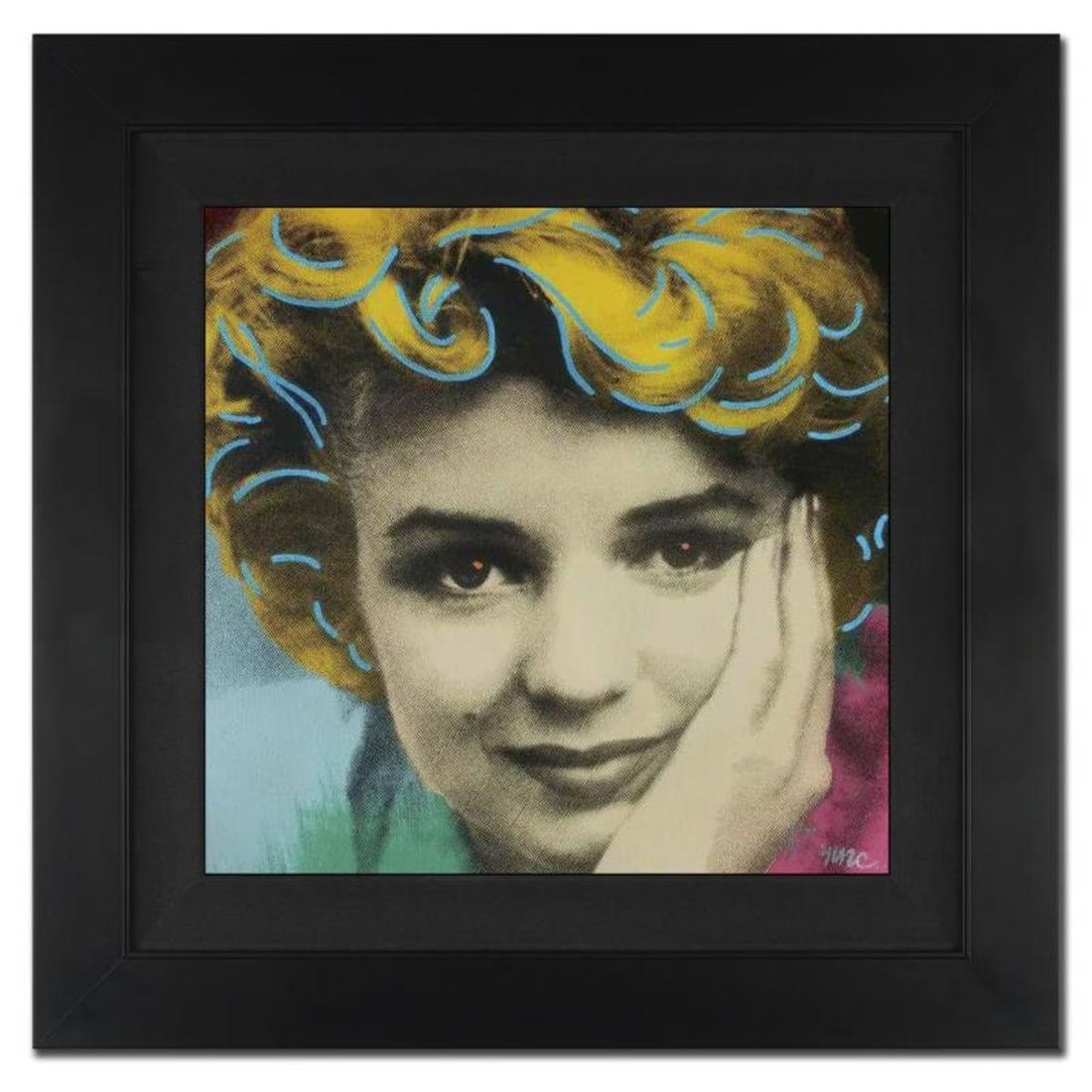 "Ringo" Daniel Funes, "Norma Jeanne" Framed One-of-a-Kind Mixed Media Painting on Canvas, Hand (1 of 1)