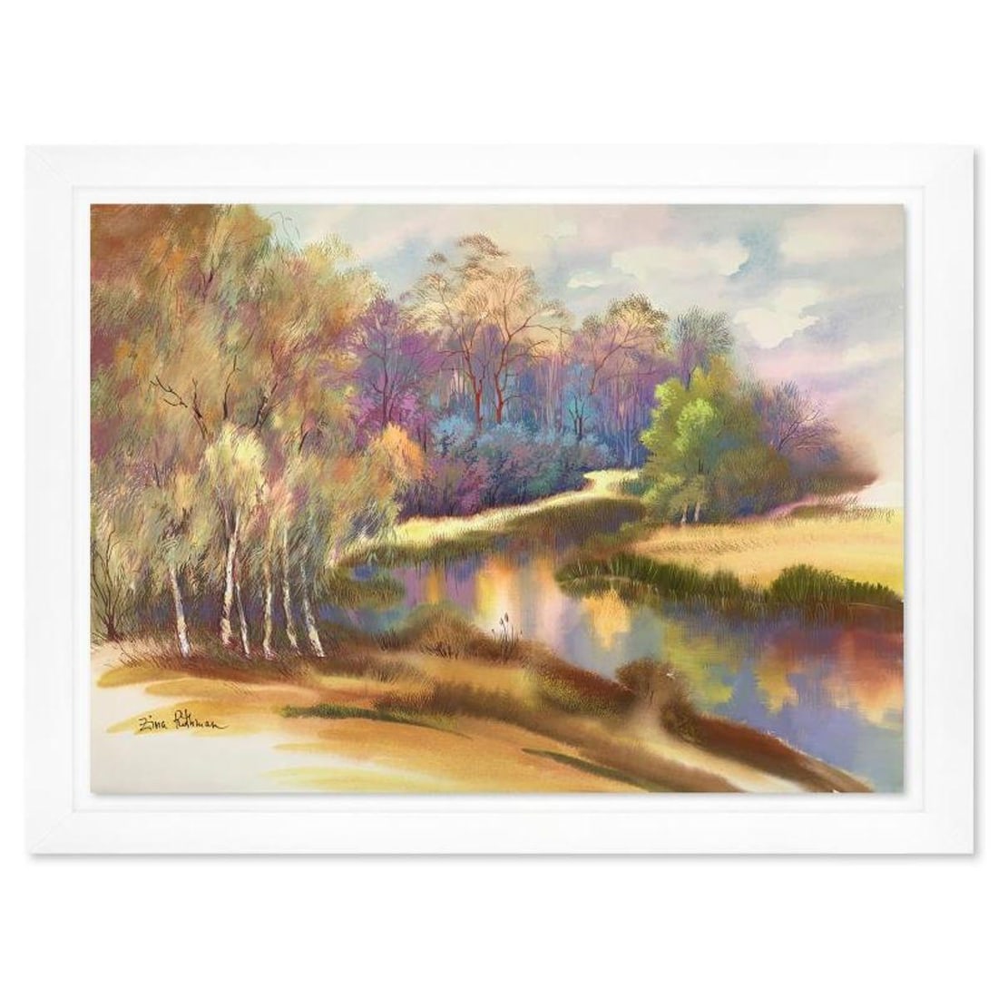 Zina Roitman, Framed Hand Signed Original Painting with Letter of Authenticity.: This is an untitled original painting on paper by Zina Roitman. The piece is hand signed, framed, and comes with a letter of authenticity. Measures approximately 28" x 35.5" (framed), 24" x 31.5" (she