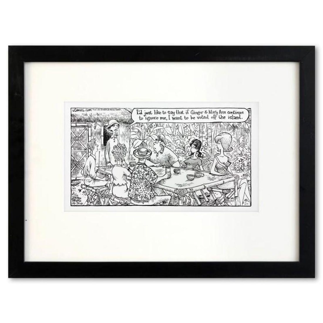 Bizarro, "Voted Off the Island" is a Framed Original Pen & Ink Drawing by Dan Piraro, Hand Signed (1 of 1)