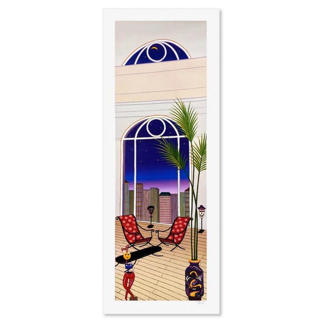 Fanch Ledan, "Chicago Night II" Limited Edition Serigraph, AP Numbered and Hand Signed with Letter: Chicago Night II is a limited edition serigraph on paper by Fanch, AP numbered and hand signed by the artist. Includes Letter of Authenticity. Measures approx. 35" x 14" (border), 32" x 10.5" (image).