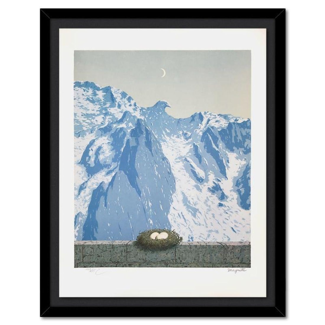 Rene Magritte 1898-1967 (After), "Le Domaine d'Arnheim (The Domain of Arnheim)" Framed Limited: "Le Domaine d'Arnheim (The Domain of Arnheim)" is a limited edition lithograph by Rene Magritte (1898-1967). This piece is numbered 122/275 and bears the dry stamps of the Magritte Foundation & ADAGP