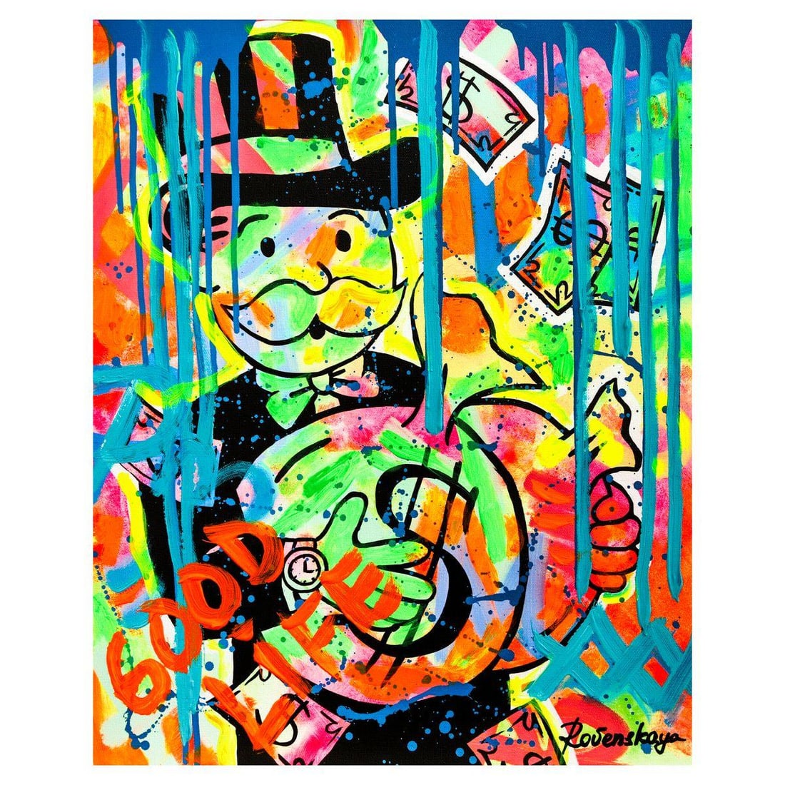 Nastya Rovenskaya- Mixed Media on Canvas "Cash In" (1 of 2)