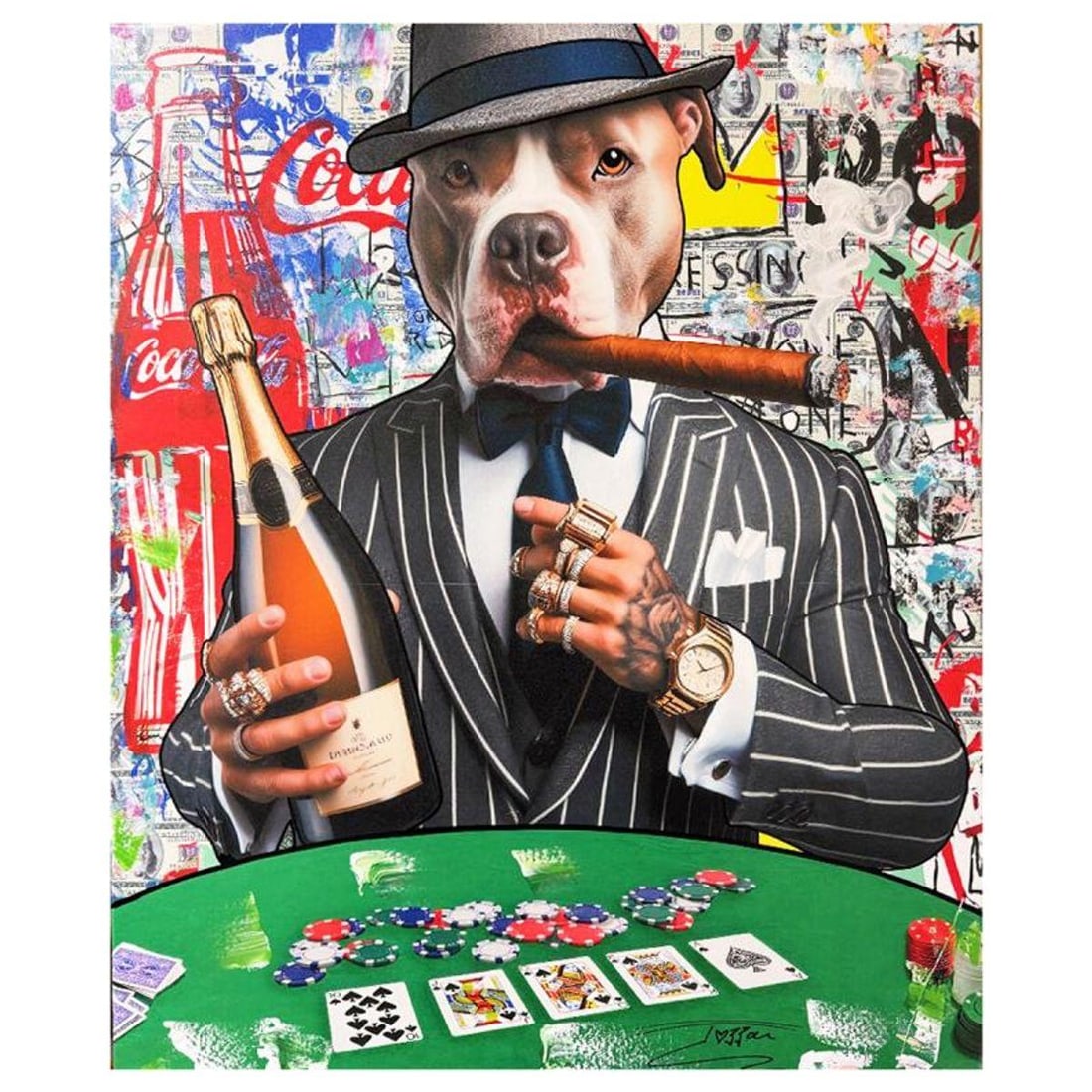 Jozza, "Lucky Day" Unique Mixed Media on Canvas, Hand Signed Inverso with Letter of Authenticity. (1 of 1)