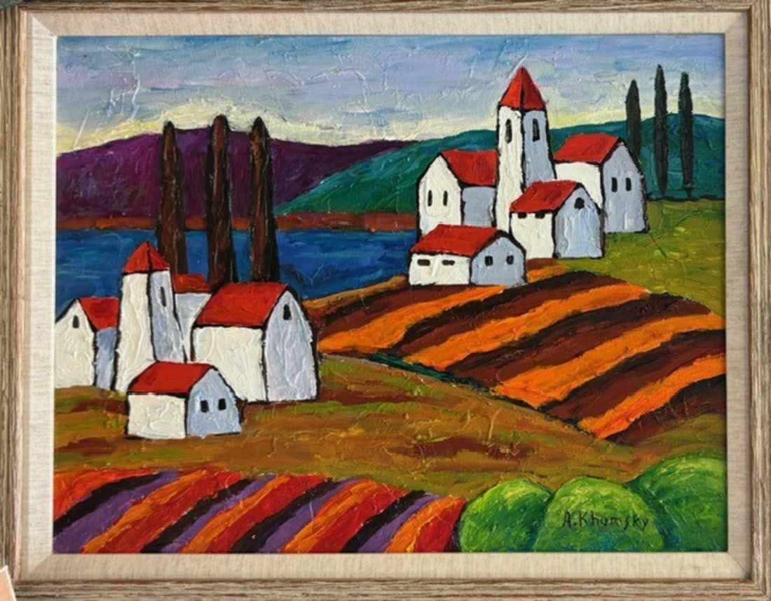 Alex Khomsky- Original painting on canvas: Artist: Alex Khomsky. Medium: Original painting on canvas. Measures approx. 20" x 24" (framed). Signature: Hand Signed. Reference#: 27920.