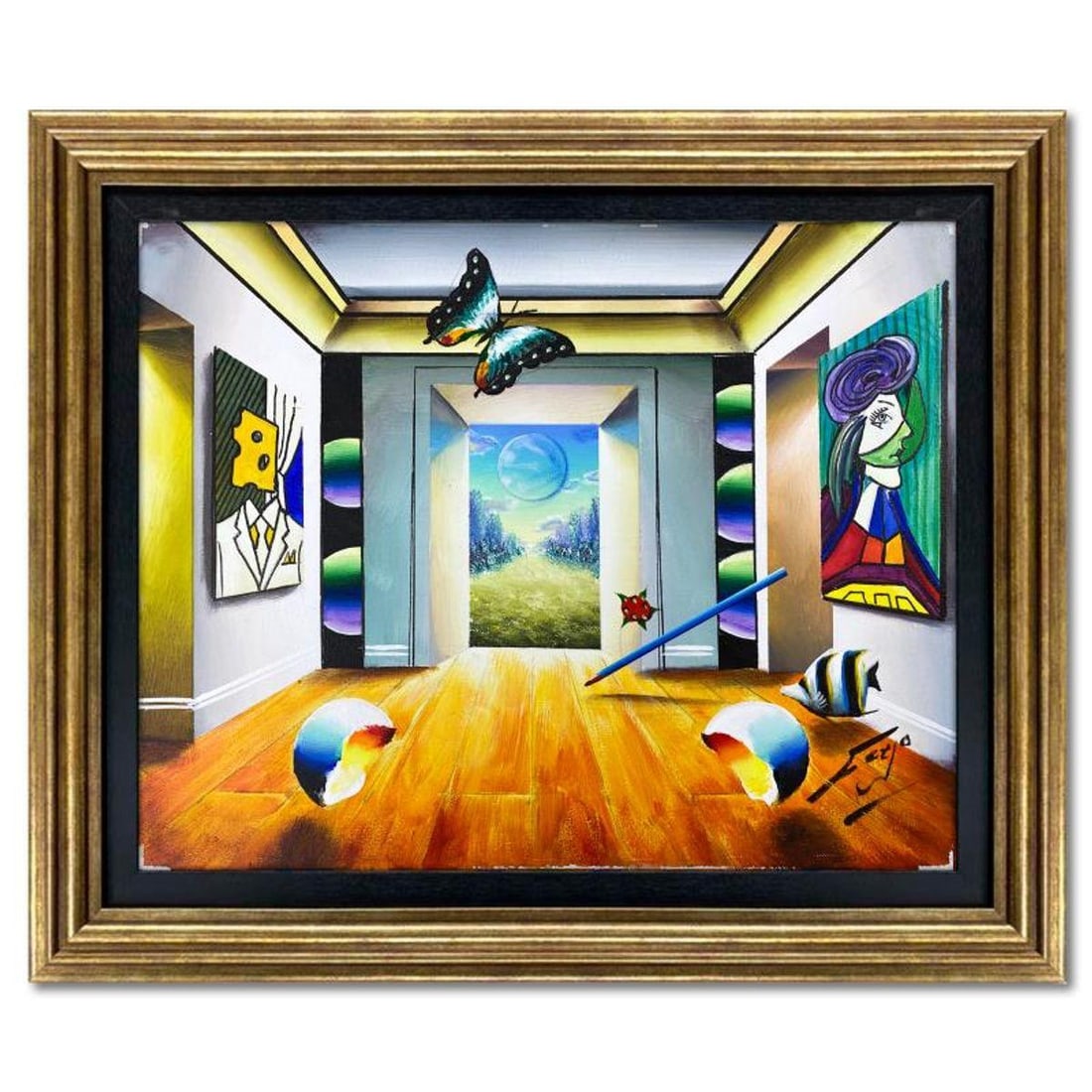 Ferjo, Framed Original Oil Painting on Canvas, Hand Signed with Letter of Authenticity: This is an original oil painting on canvas by Ferjo, hand signed by the artist. This piece comes custom framed. Includes Letter of Authenticity. Measures approx. 20.5" x 24.5" (frame), 15.5" x 19.5" (