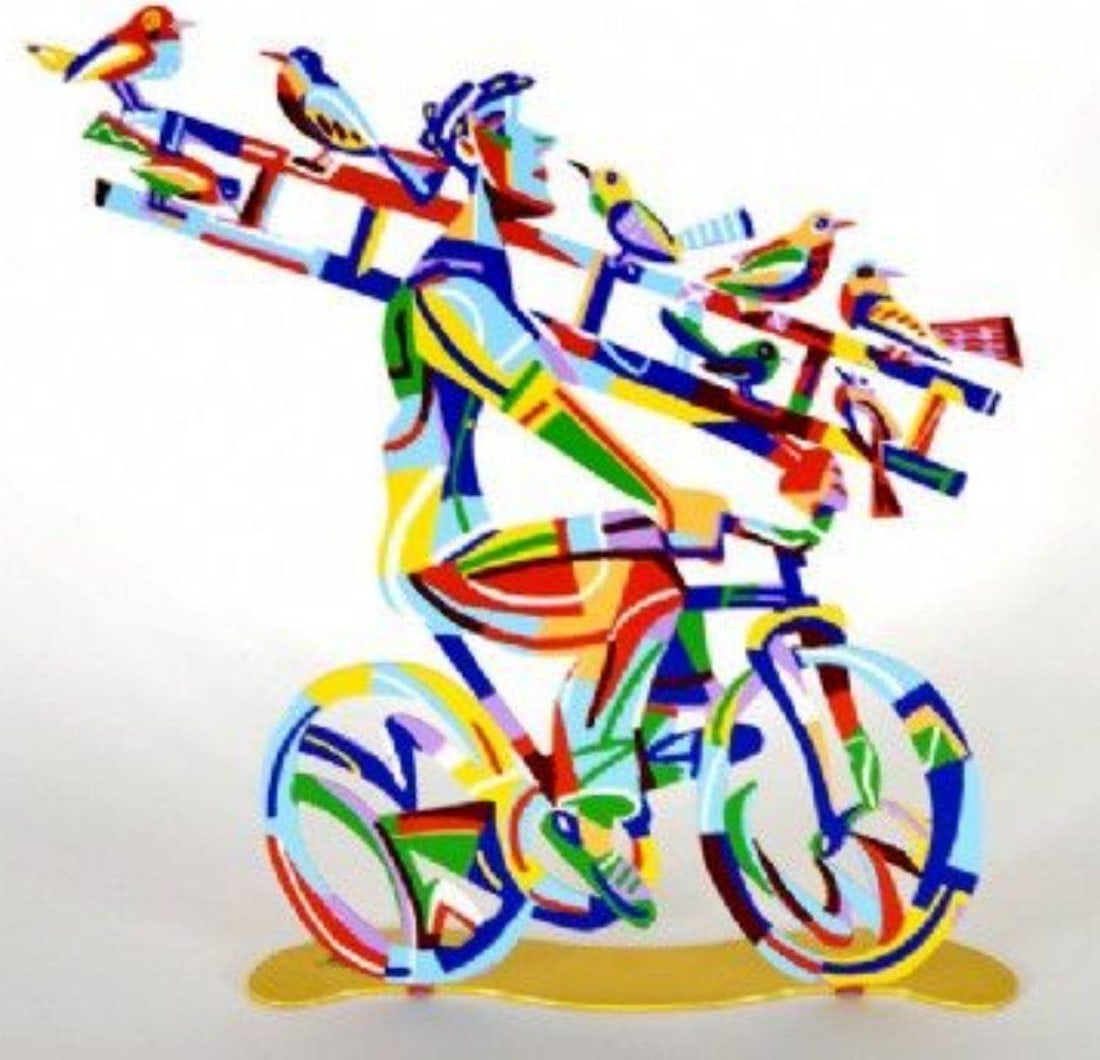 David Gerstein- Free Standing Sculpture "Ladder Man": Artist: David Gerstein. Medium: Free Standing Sculpture. Title: Ladder Man. Size: 14" x 14". Signature: Signed by the artist. Certificate of Authenticity: Is included. Additional: This piece is free s