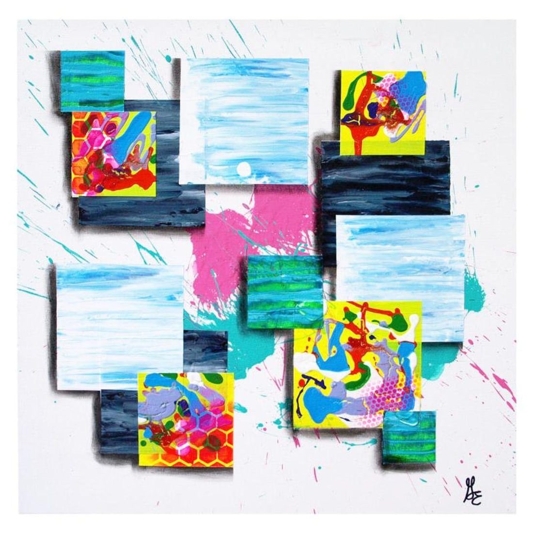 George Marlowe, "Squares" Original Acrylic Painting on Gallery Wrapped Canvas, Hand Signed with (1 of 1)